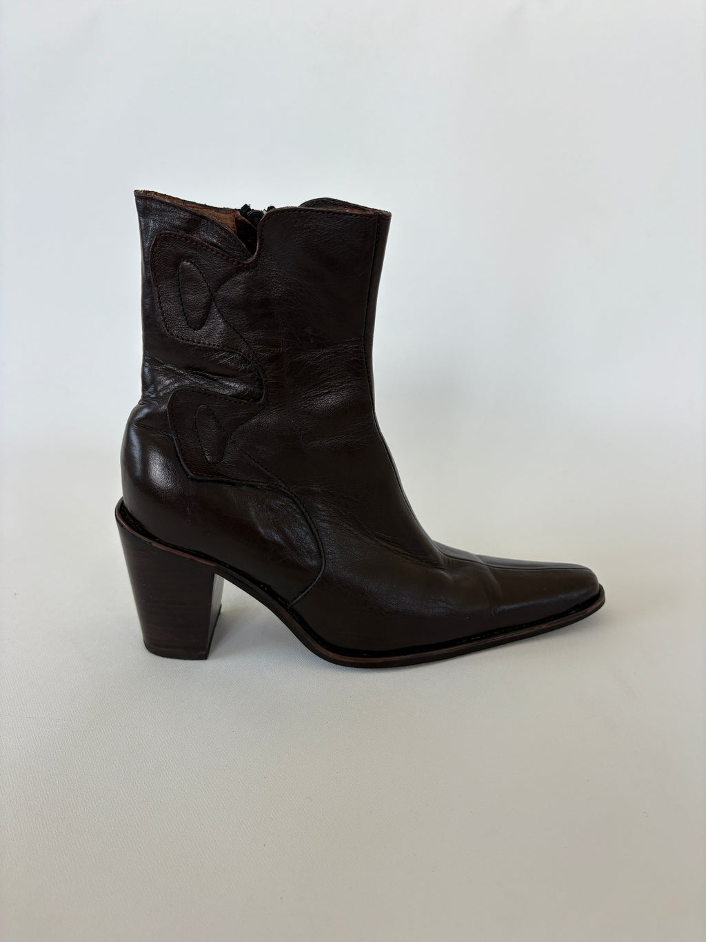 499 / Brown Leather Pointed-toe Cowboy Boots