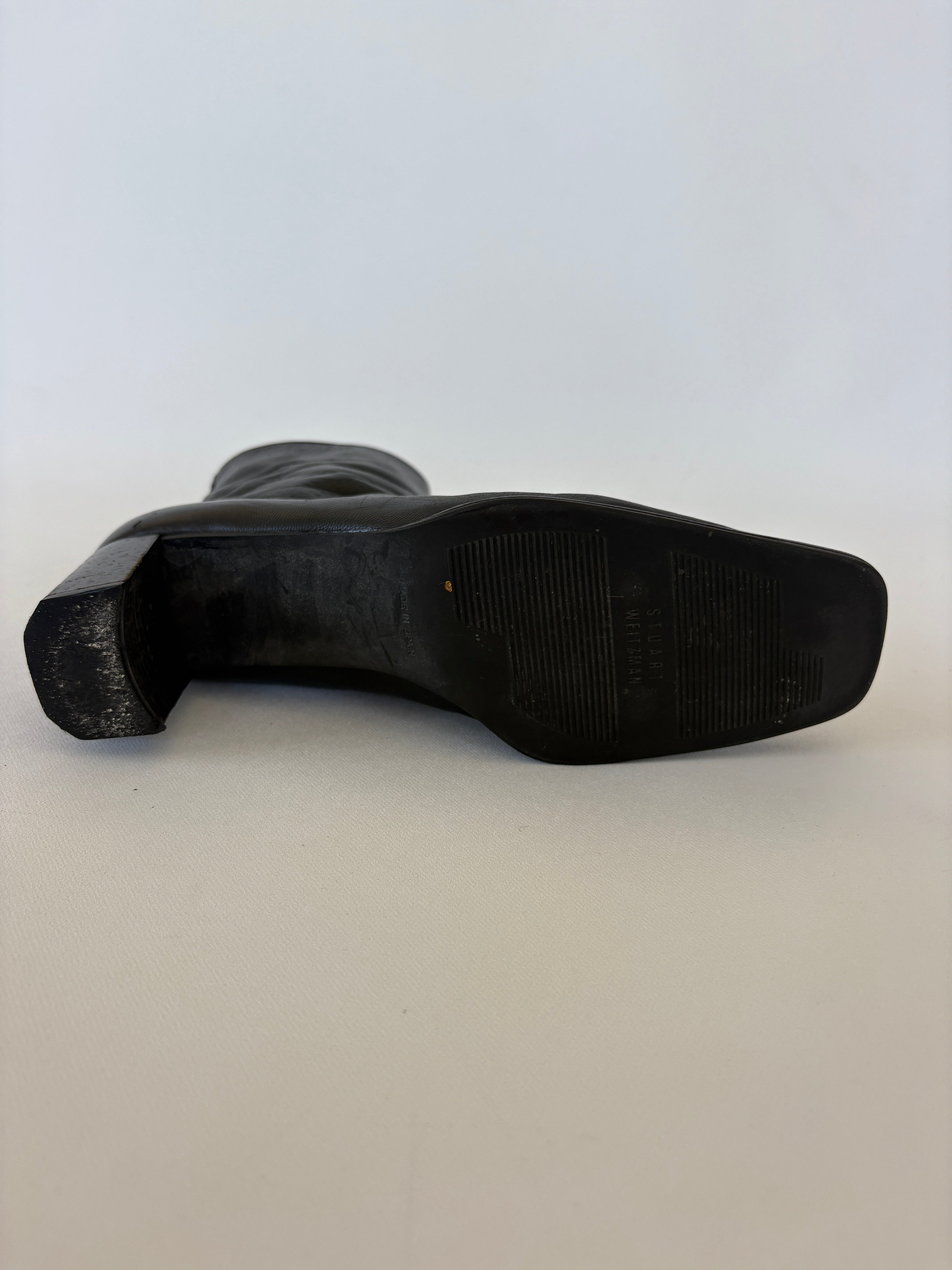 🔒 5 / Stuart Weitzman Black Square-toe Ankle Boots