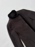 🔒 514 / Brown Mock-neck Asymmetrical Coat w/ Fur Trim