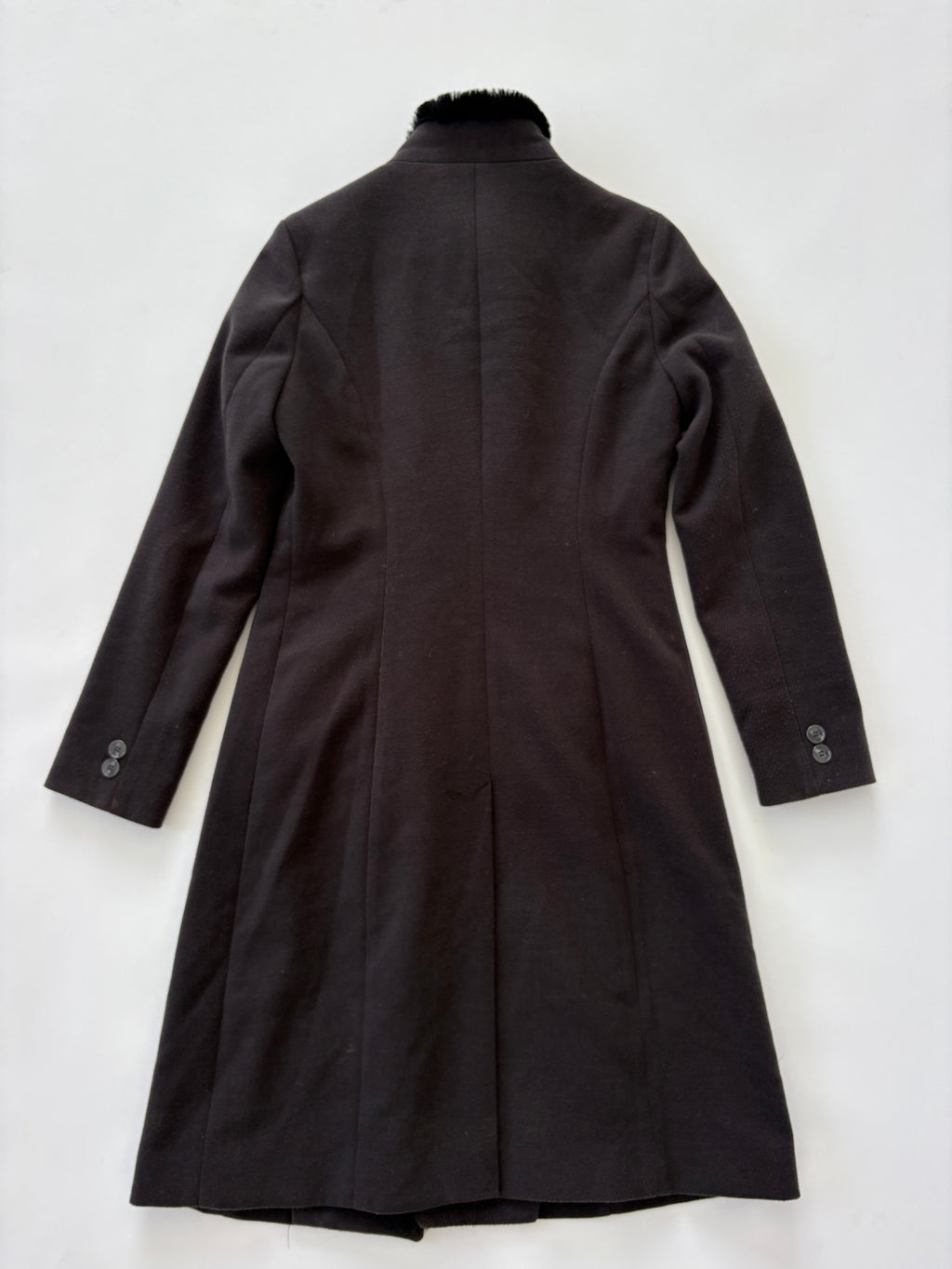 🔒 514 / Brown Mock-neck Asymmetrical Coat w/ Fur Trim