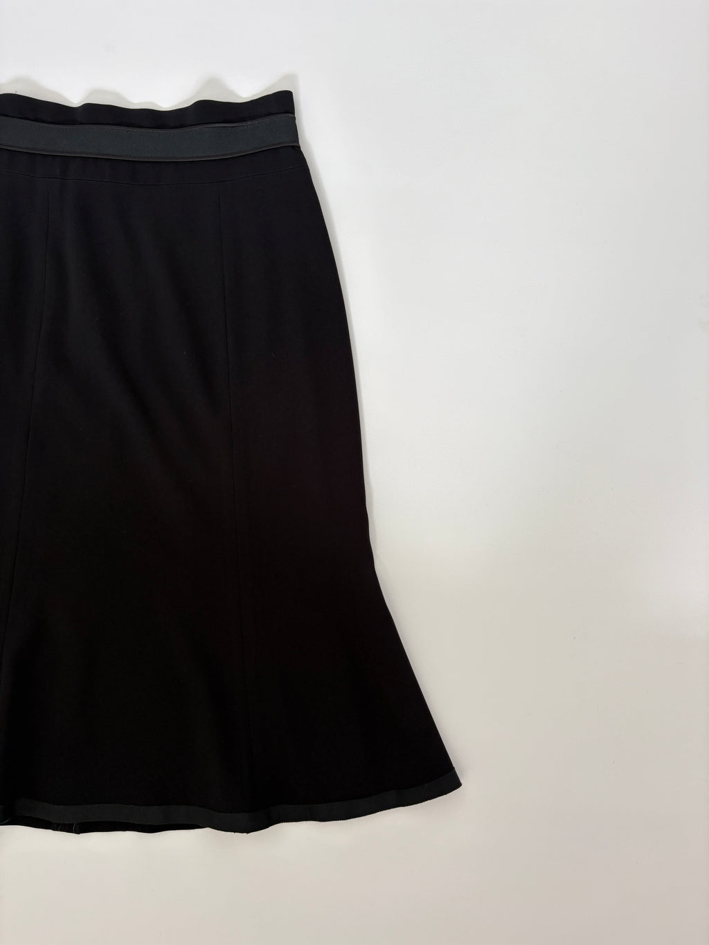 721 / Vintage Black Midi Skirt w/ Ribbon Waistband Detail