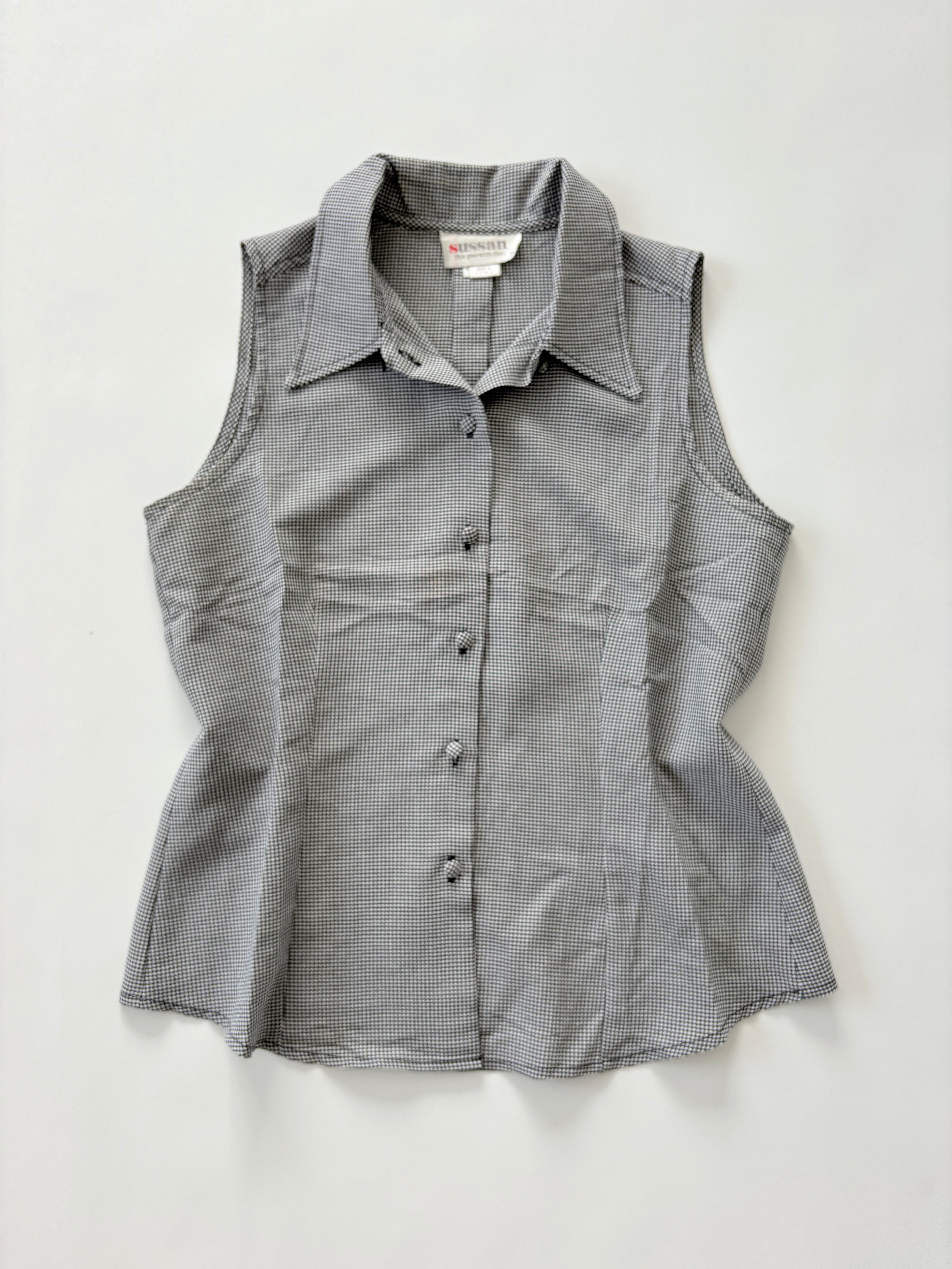 761 / Vintage Gingham Button Up Tank & Pant Set