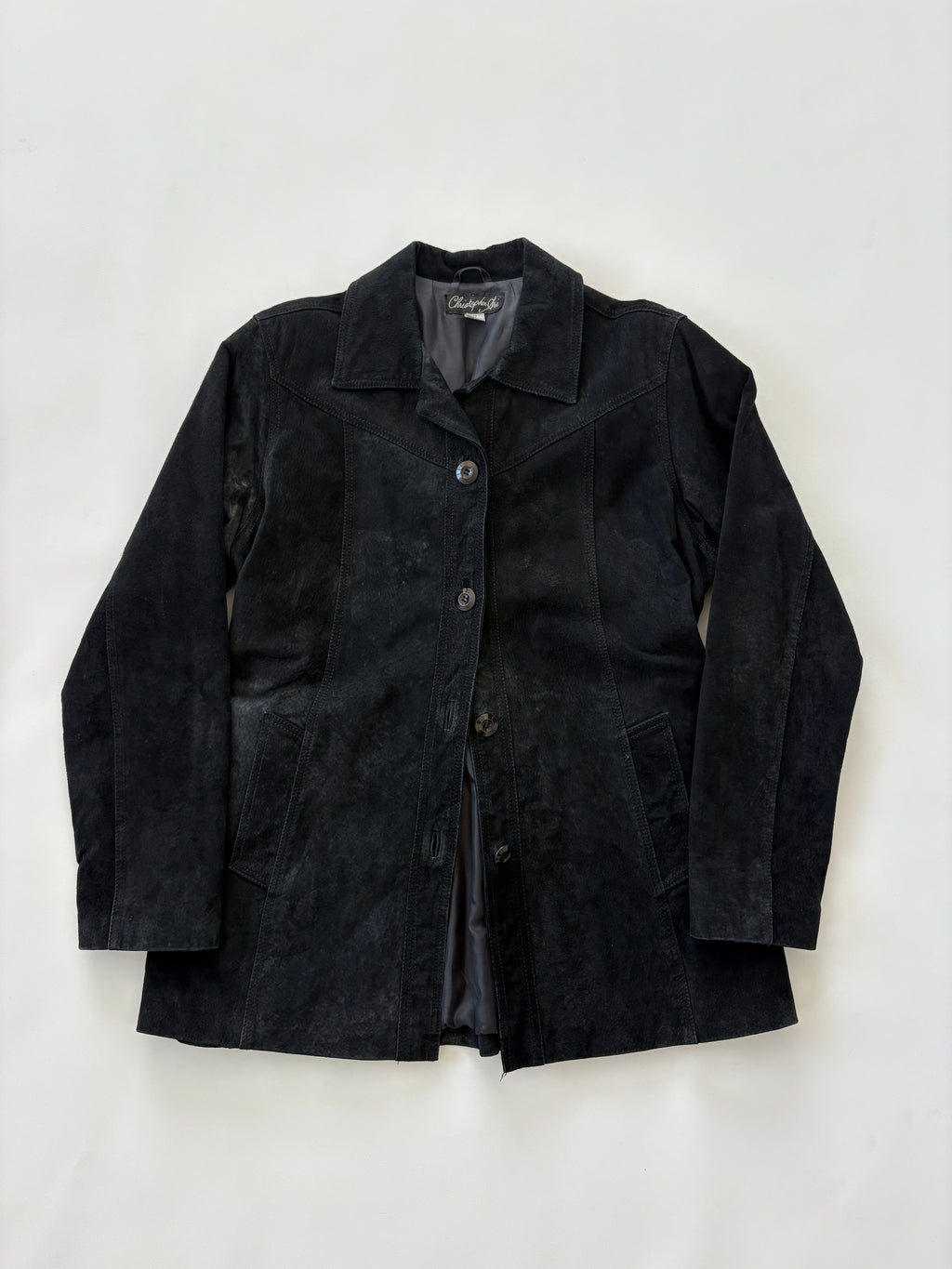 765 / Vintage Black Suede Leather Coat