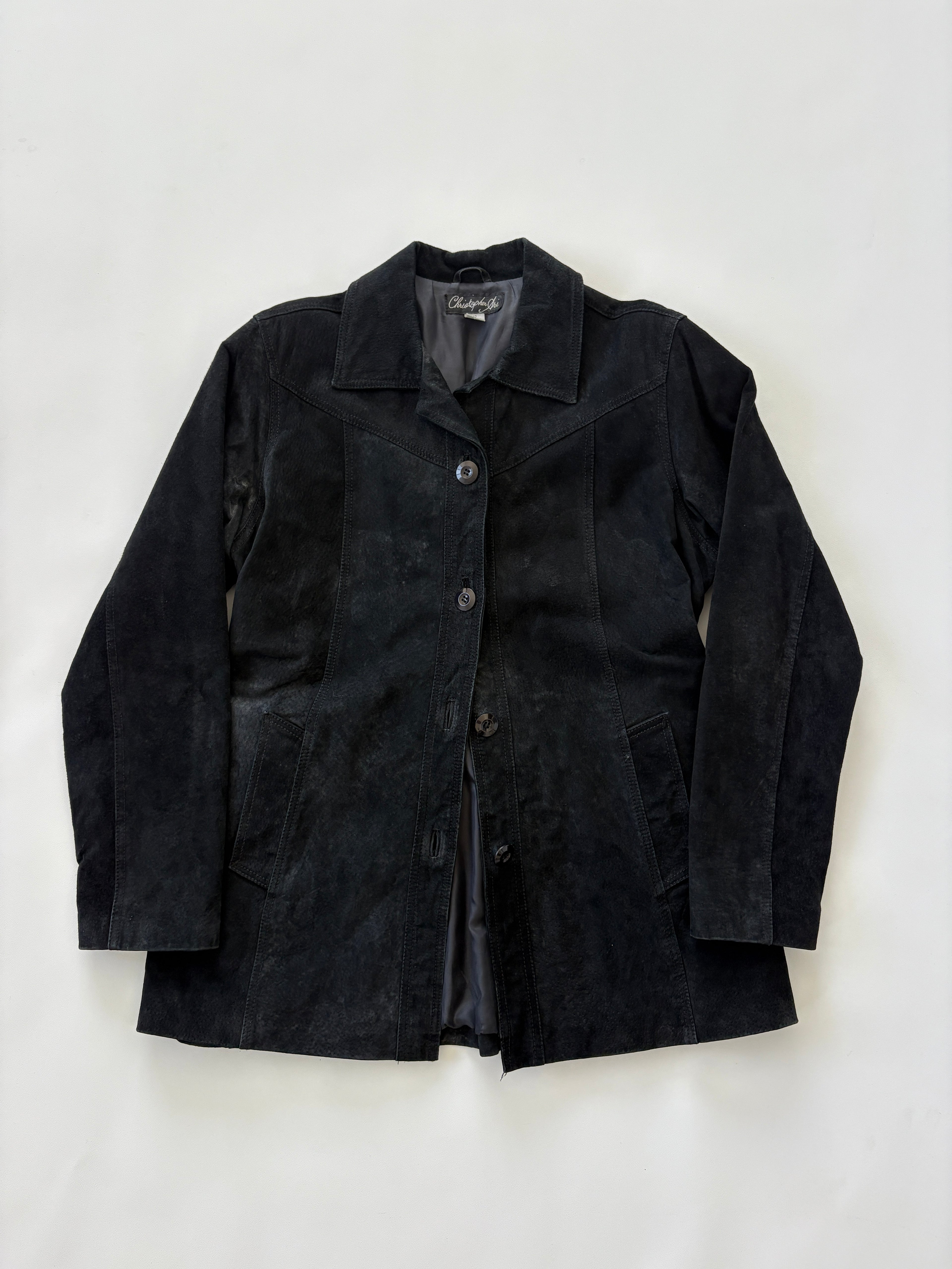 765 / Vintage Black Suede Leather Coat