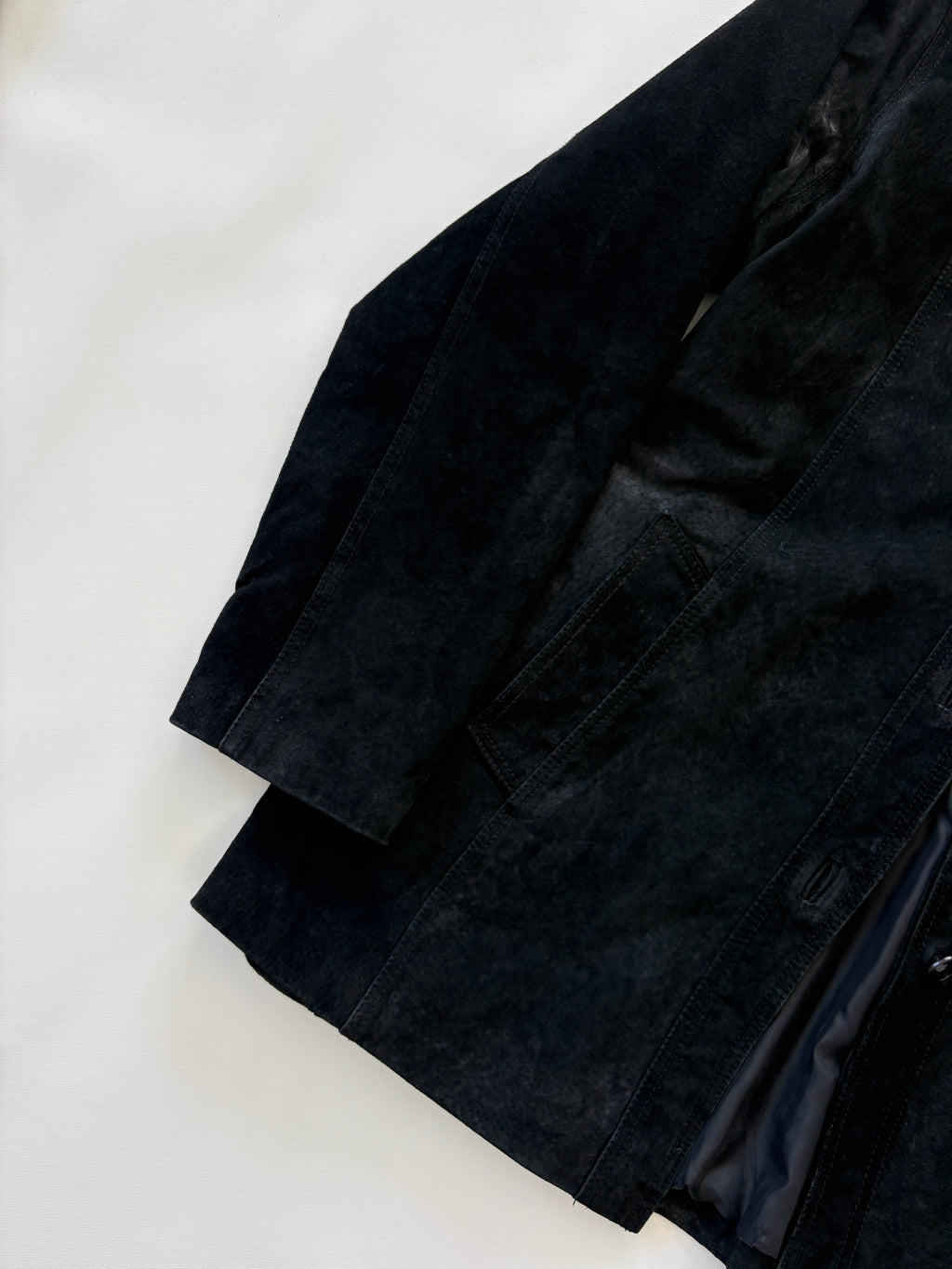 765 / Vintage Black Suede Leather Coat