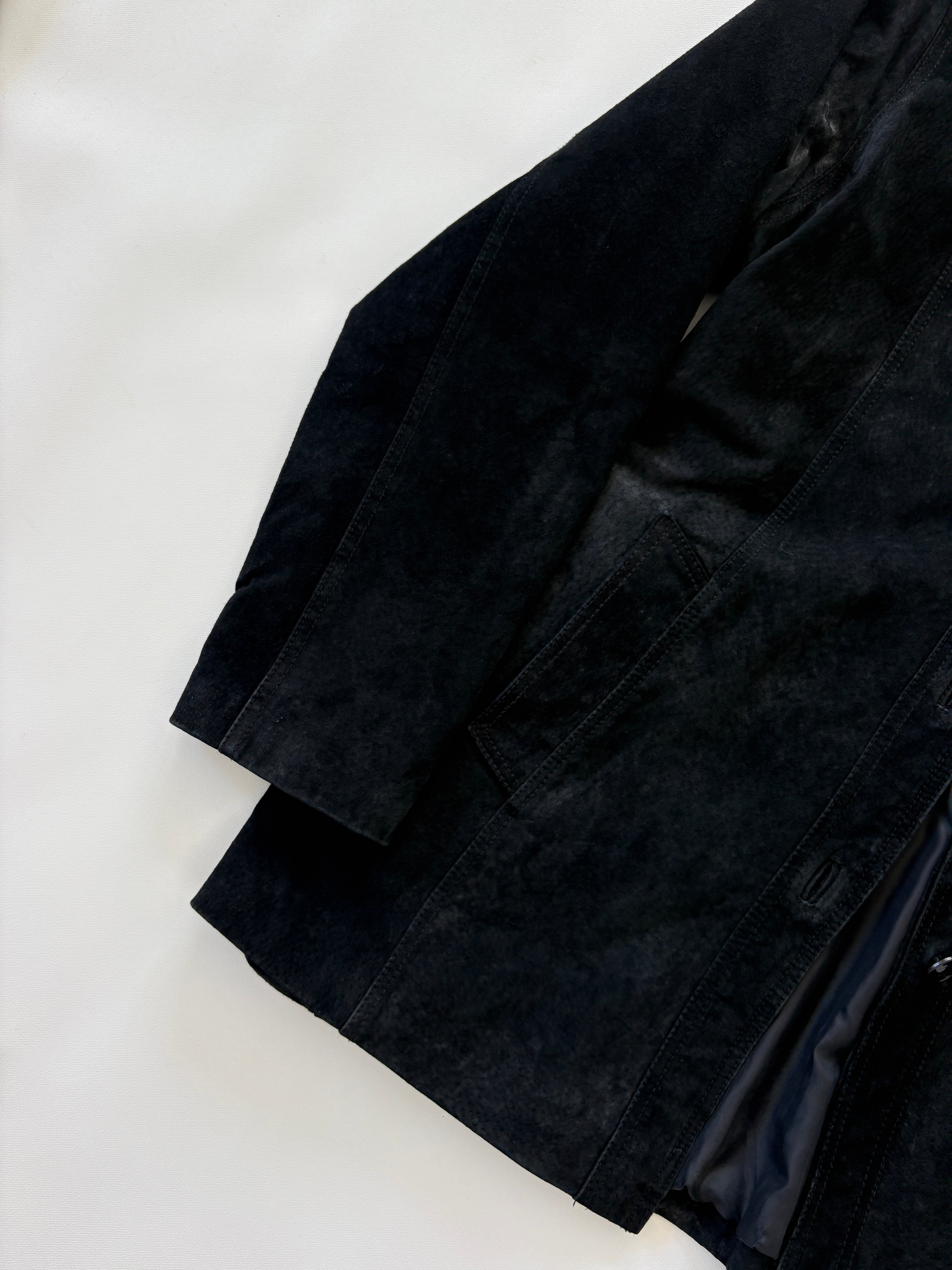 765 / Vintage Black Suede Leather Coat