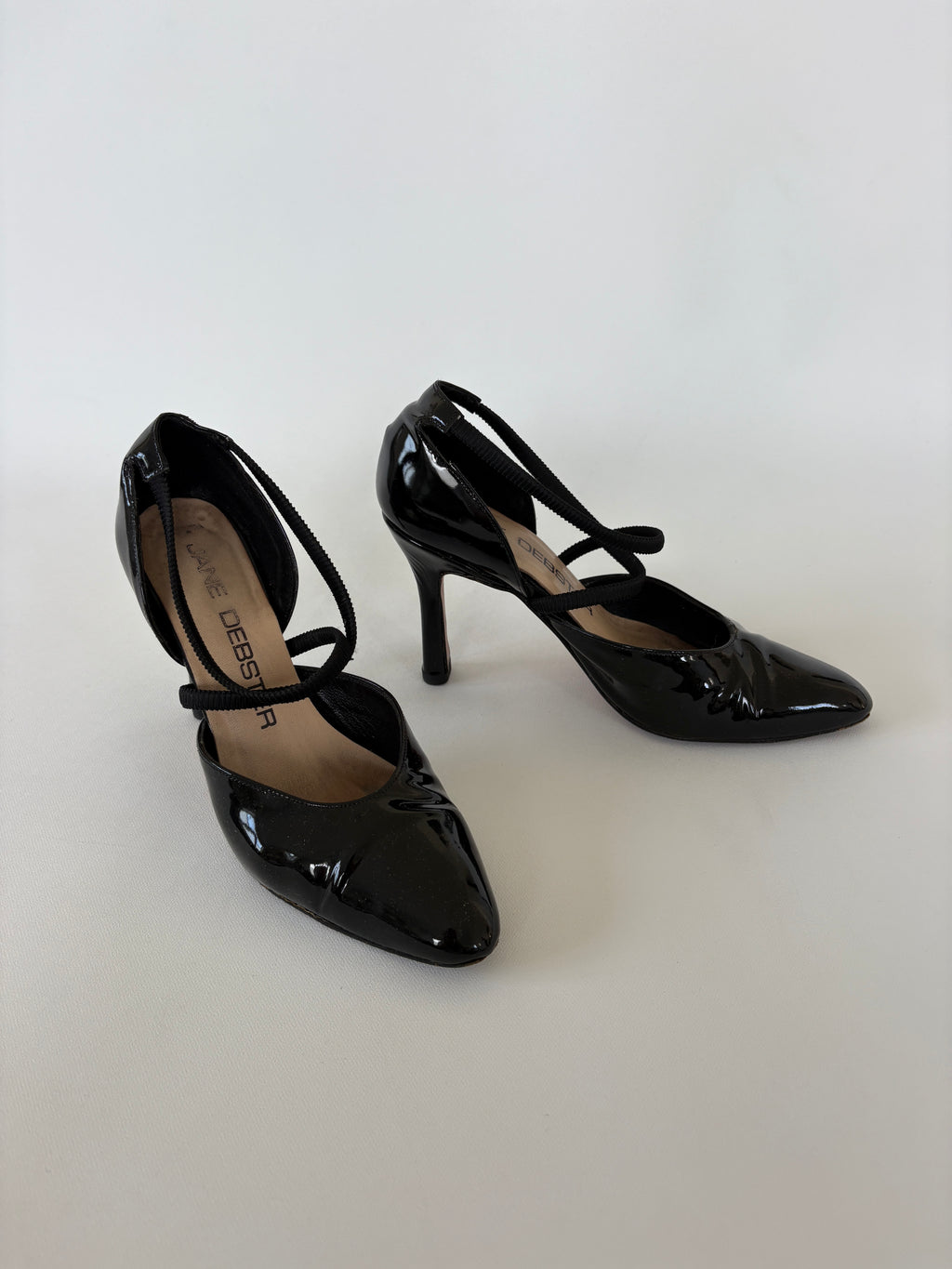 769 / Vintage Black Jane Debster Patent Leather Heels w/ Original Box