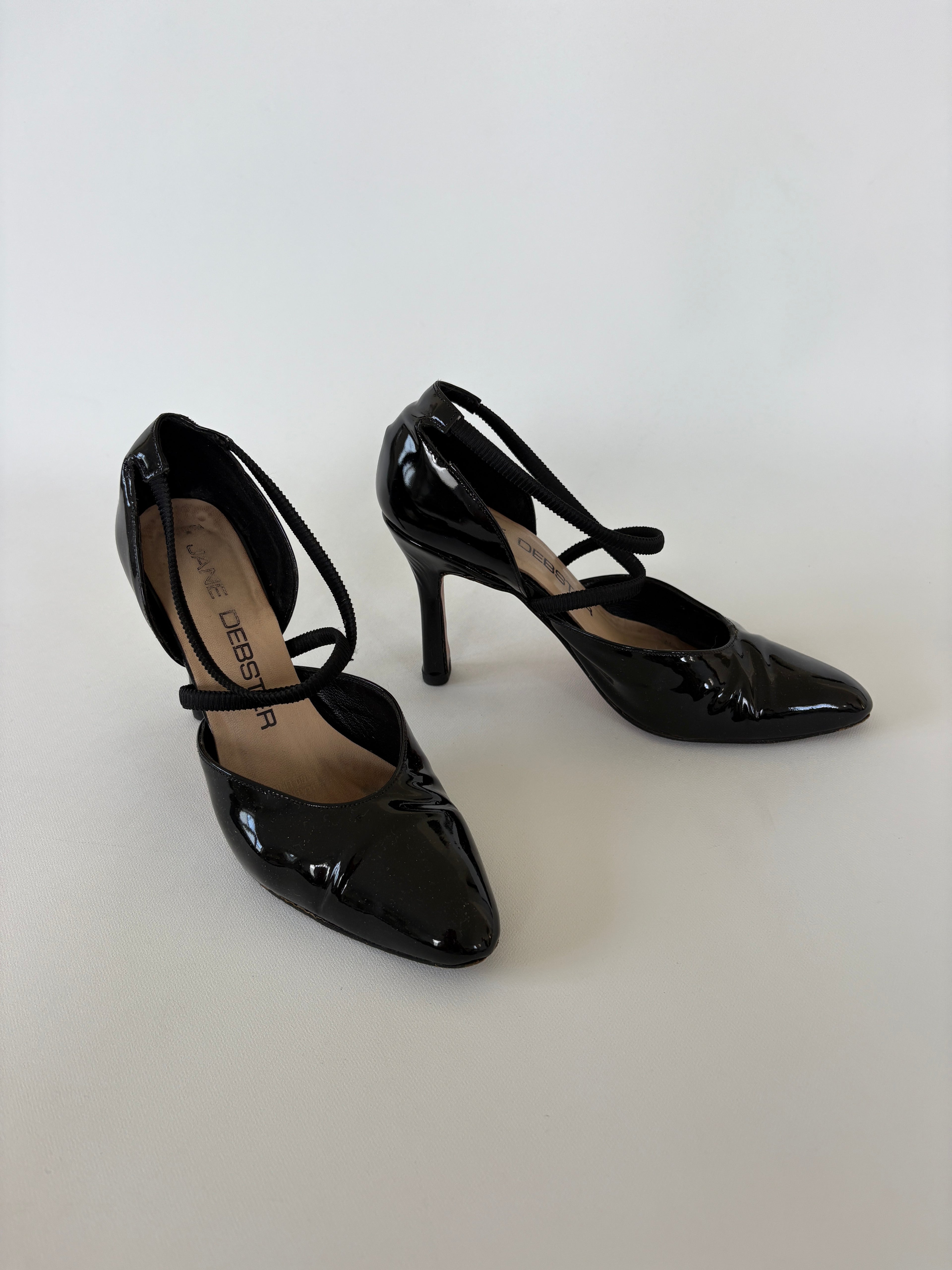 769 / Vintage Black Jane Debster Patent Leather Heels w/ Original Box