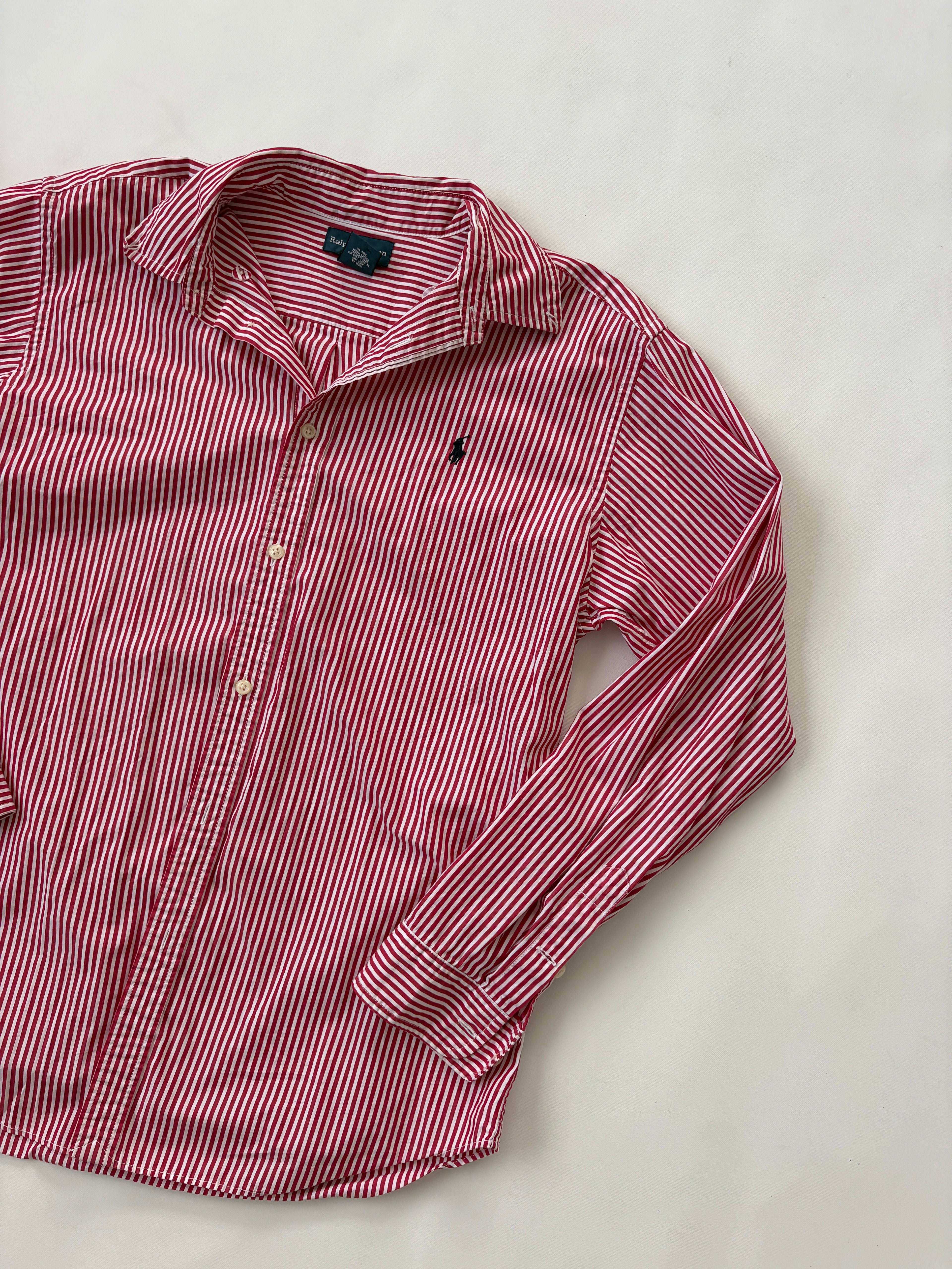 🔒77 / Red & White Ralph Lauren Striped Button Up