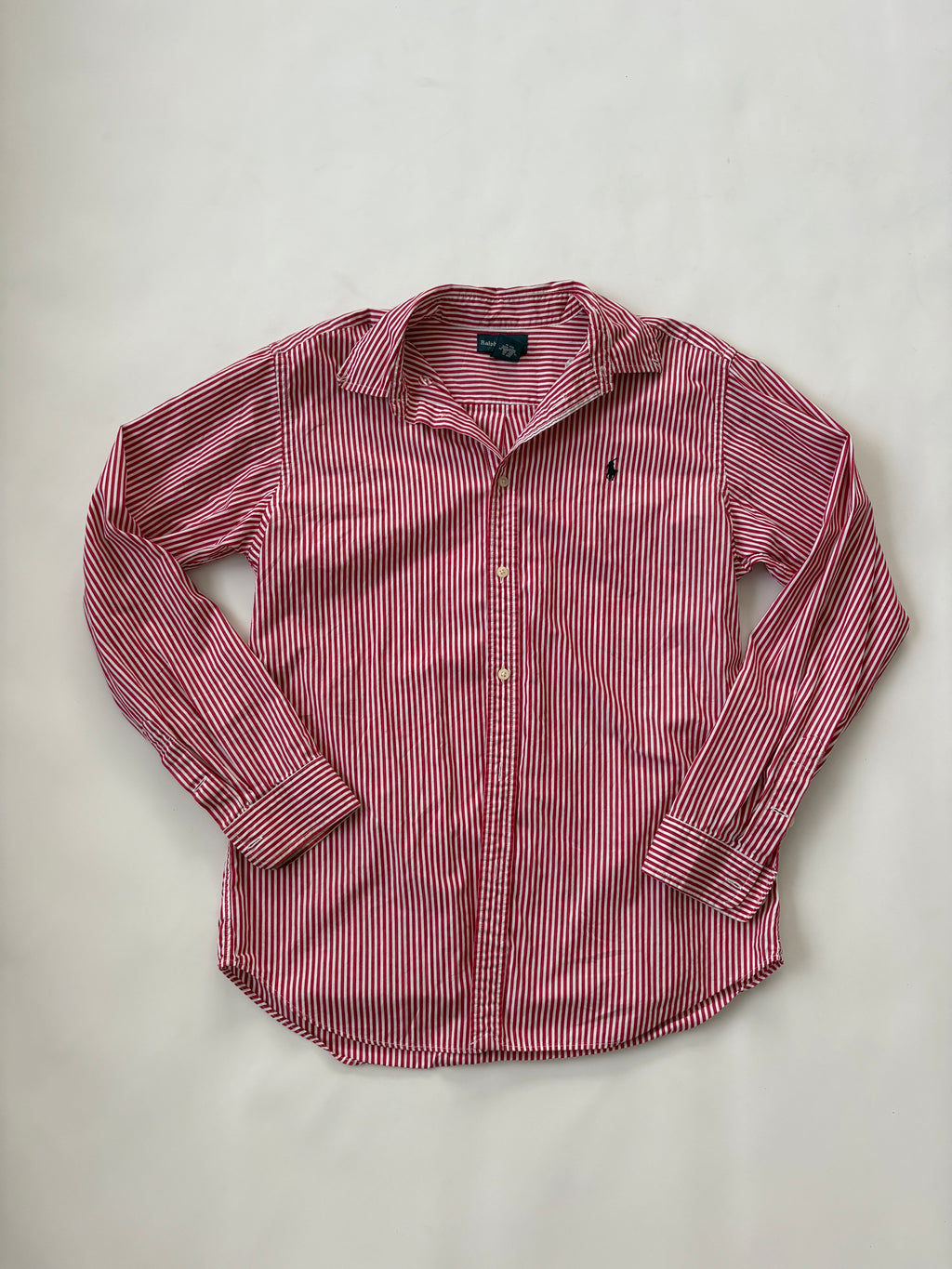 🔒77 / Red & White Ralph Lauren Striped Button Up