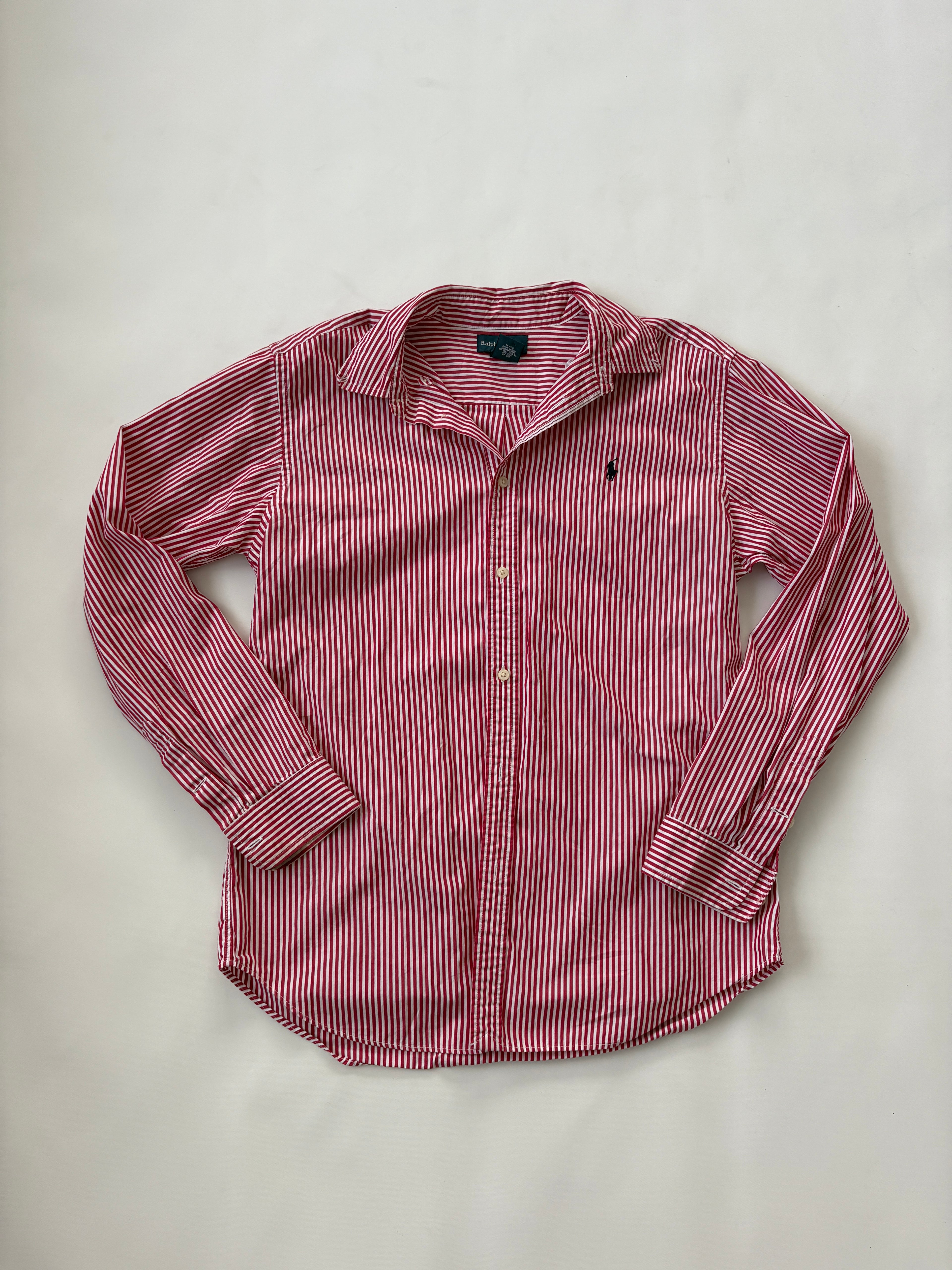 🔒77 / Red & White Ralph Lauren Striped Button Up