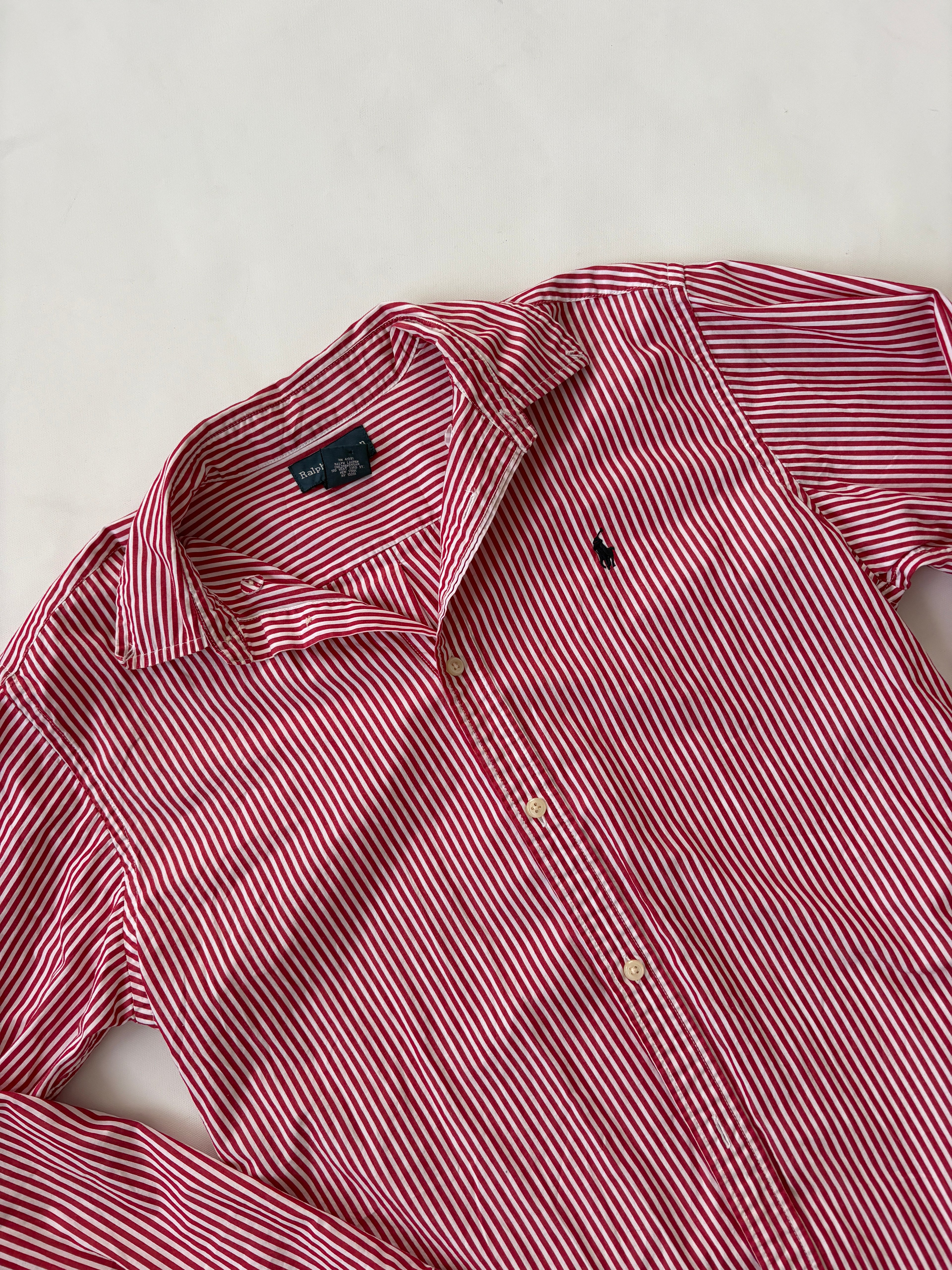 🔒77 / Red & White Ralph Lauren Striped Button Up