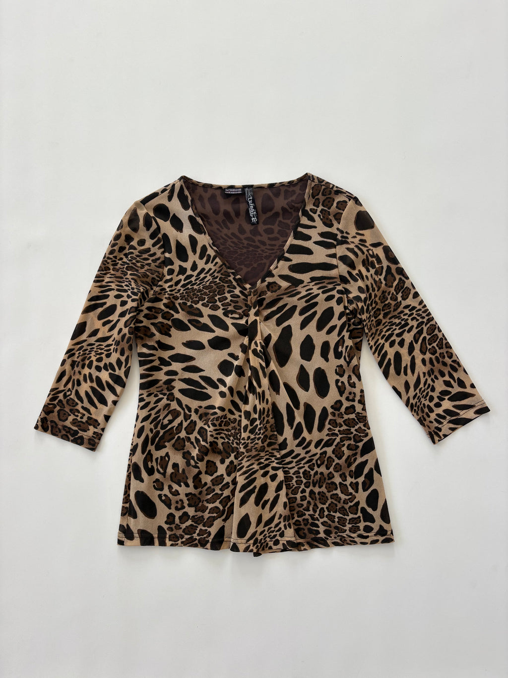 776 / Sheer Leopard Print Quarter Sleeve
