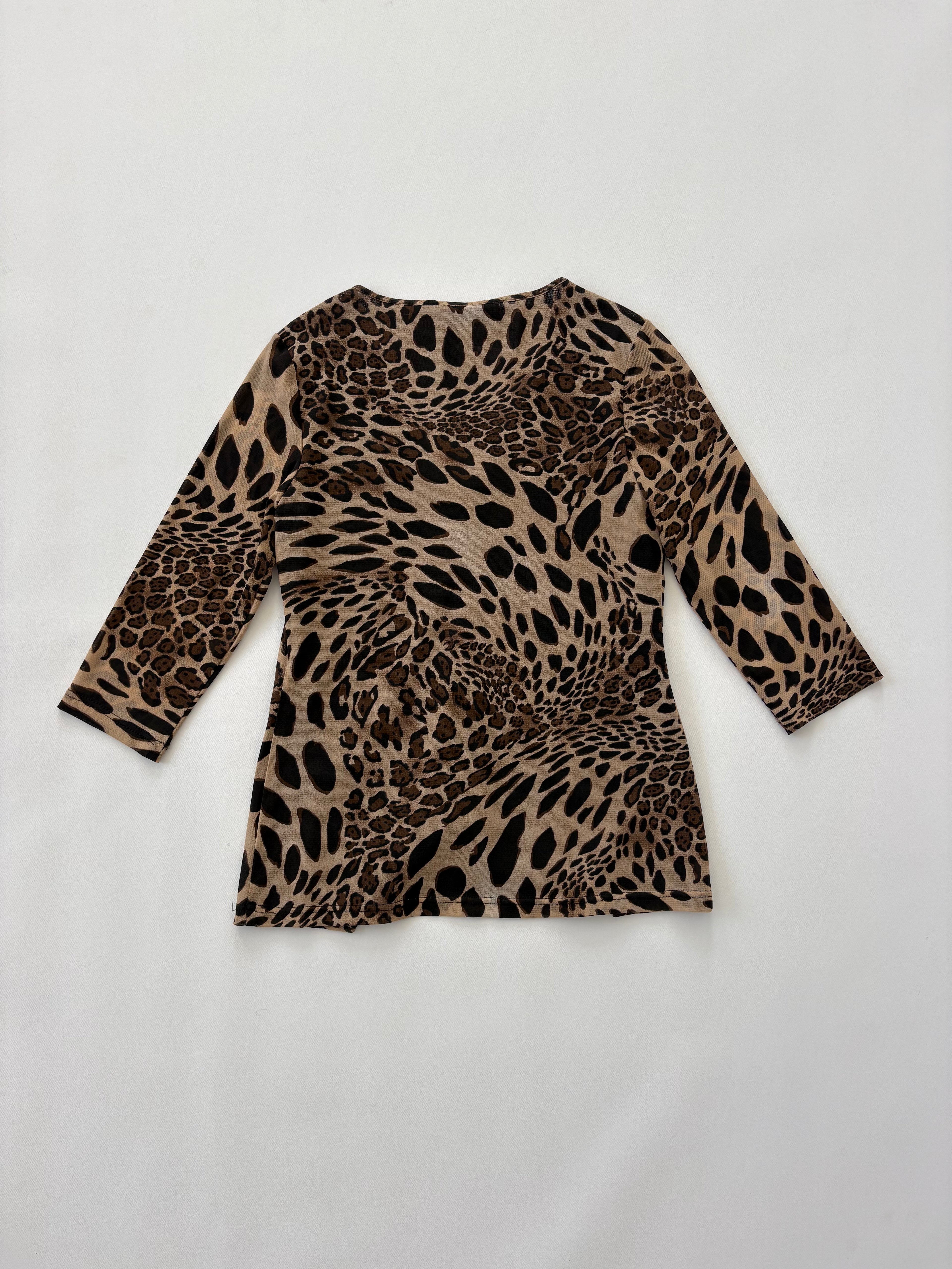 776 / Sheer Leopard Print Quarter Sleeve