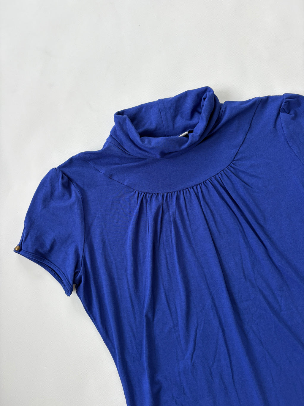 796 / Blue Mock Neck Short Sleeve
