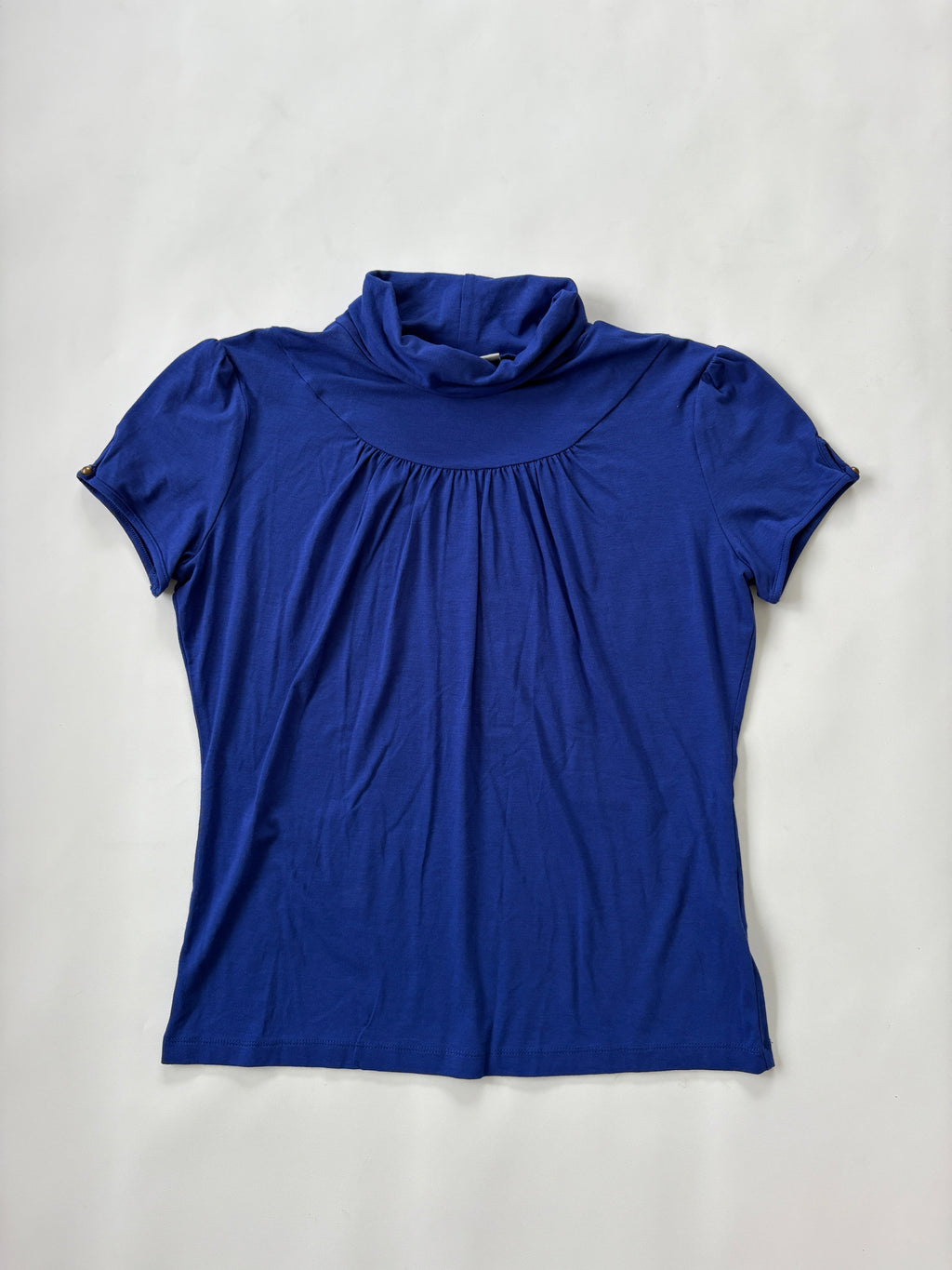 796 / Blue Mock Neck Short Sleeve