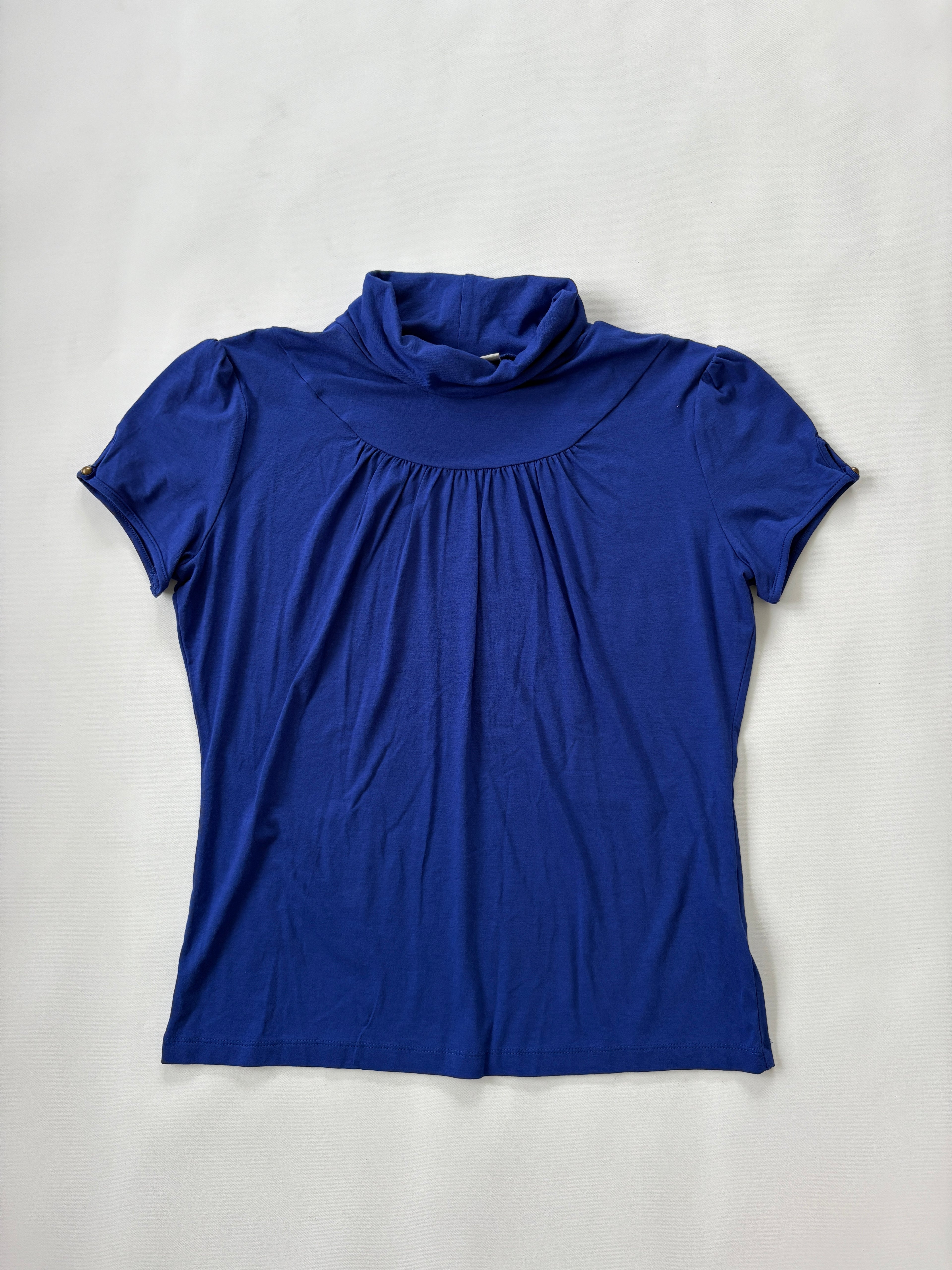 796 / Blue Mock Neck Short Sleeve