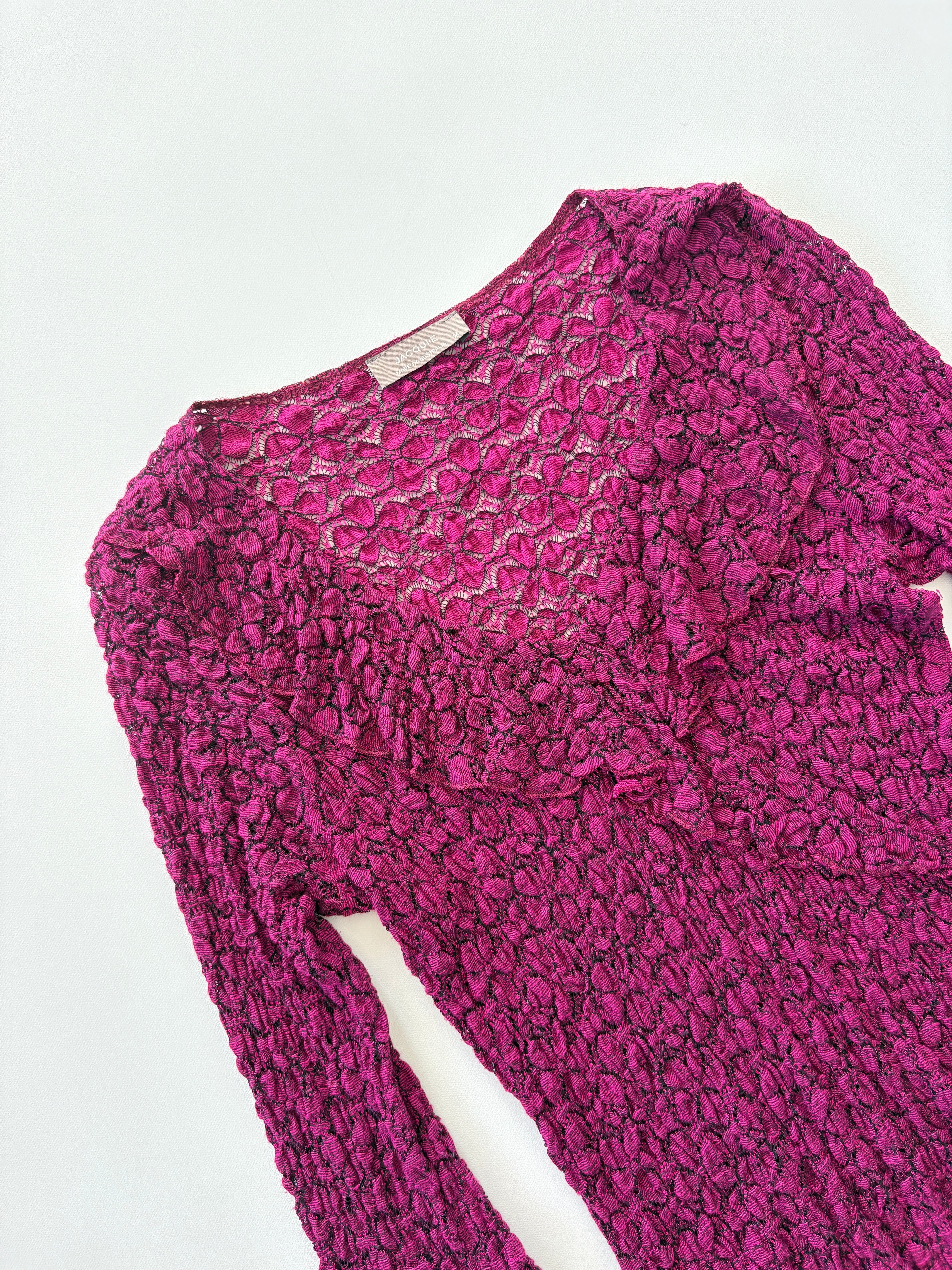 828 / Pink & Black Shirred Quarter Sleeve