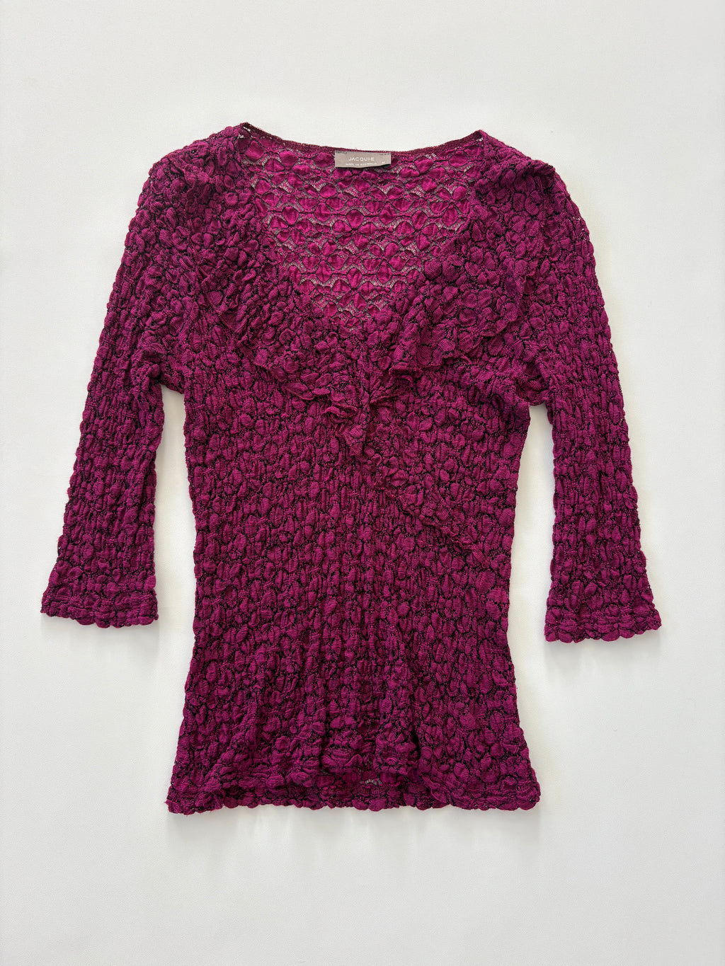 828 / Pink & Black Shirred Quarter Sleeve