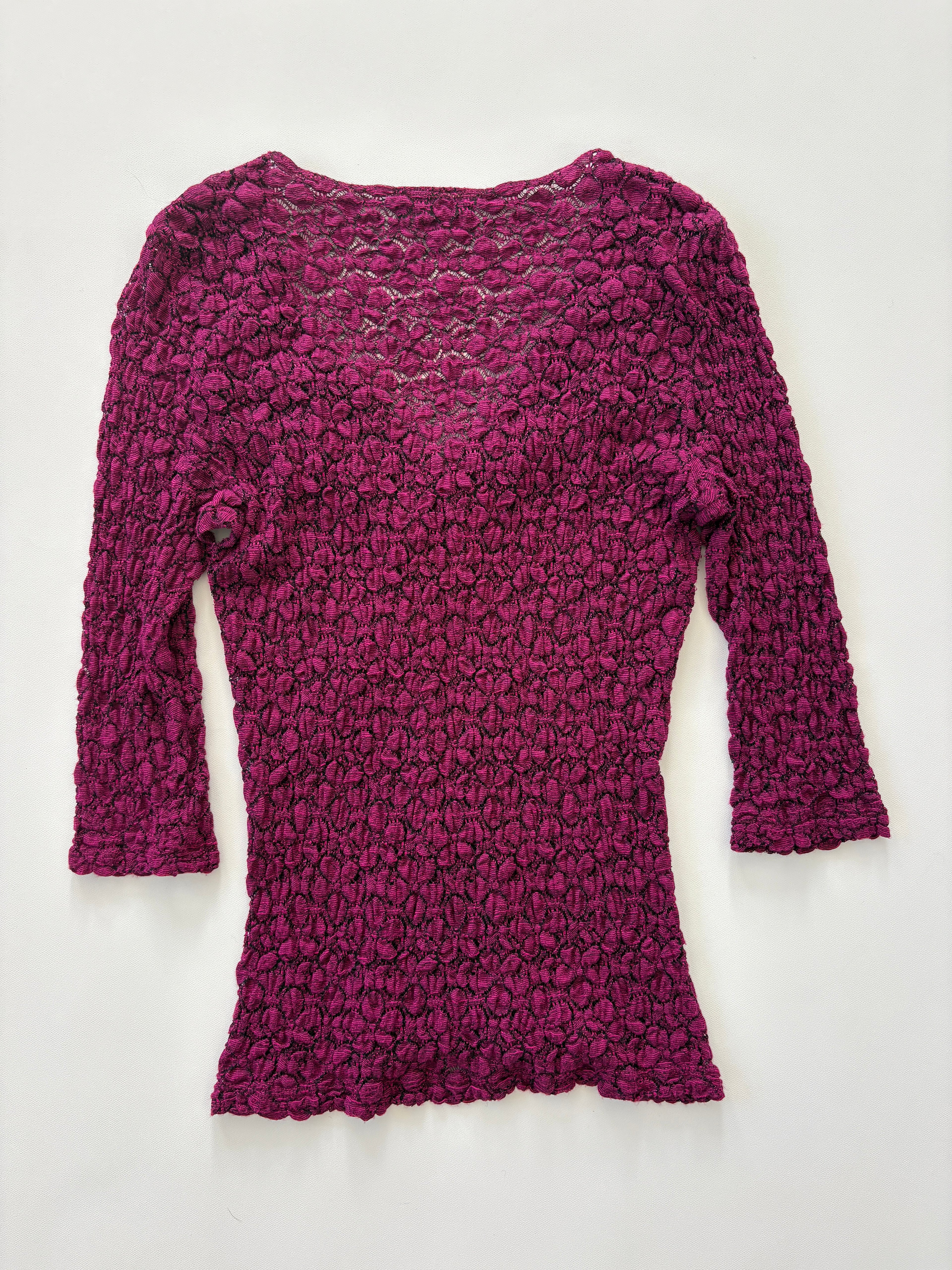 828 / Pink & Black Shirred Quarter Sleeve