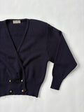 🔒 878 / Navy V-Neck Jumper w/ Shoulder Pads & Gold Buttons