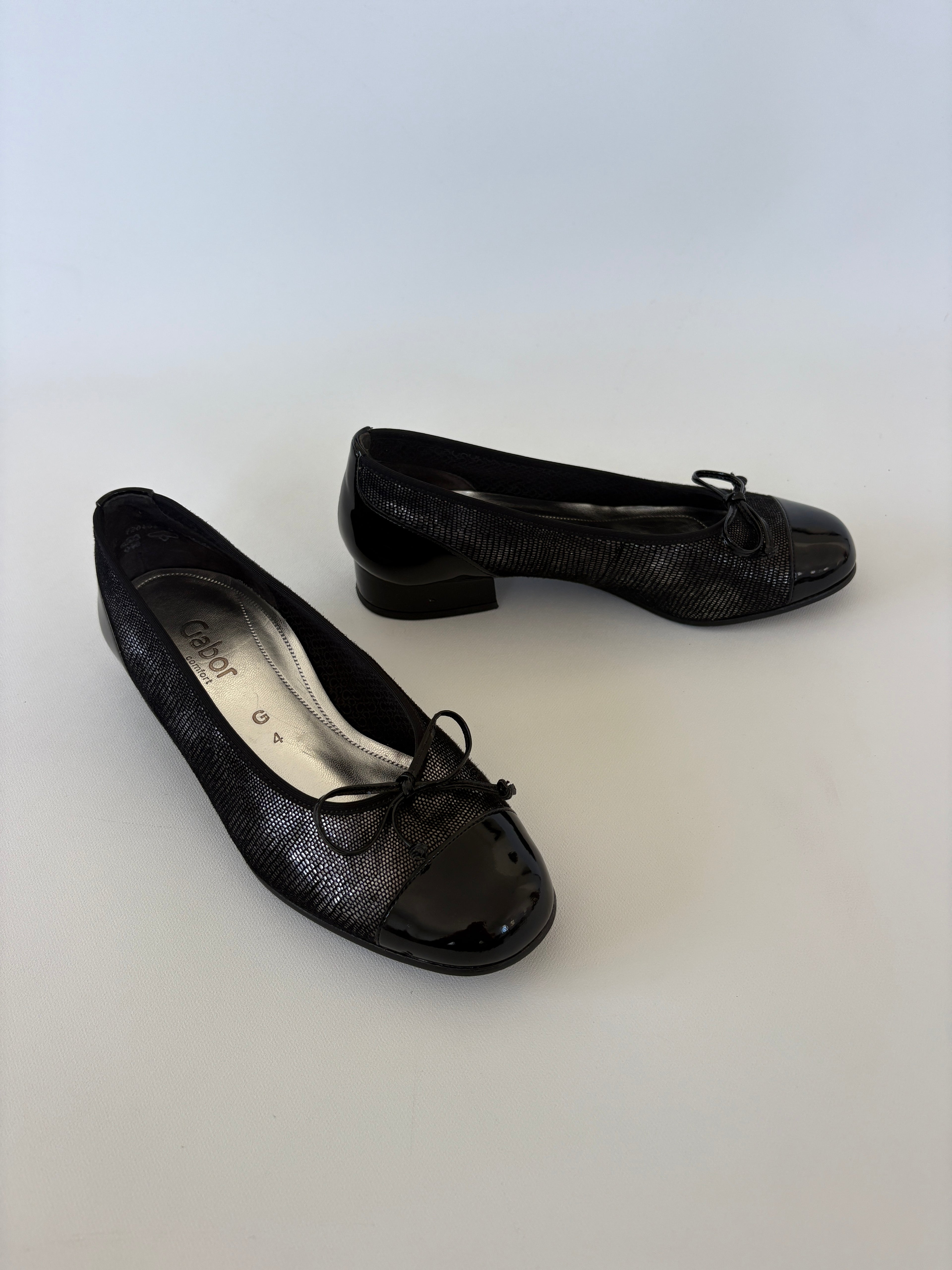 883 / Black Snake Print Ballet Flat