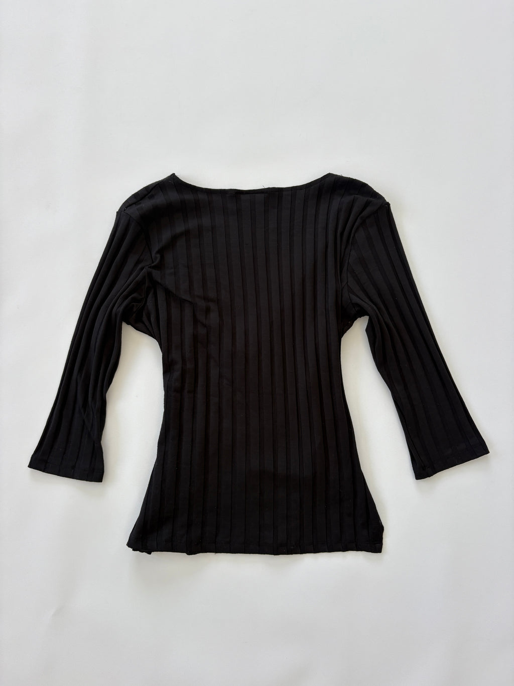 884 / Black Ribbed Quarter Sleeve