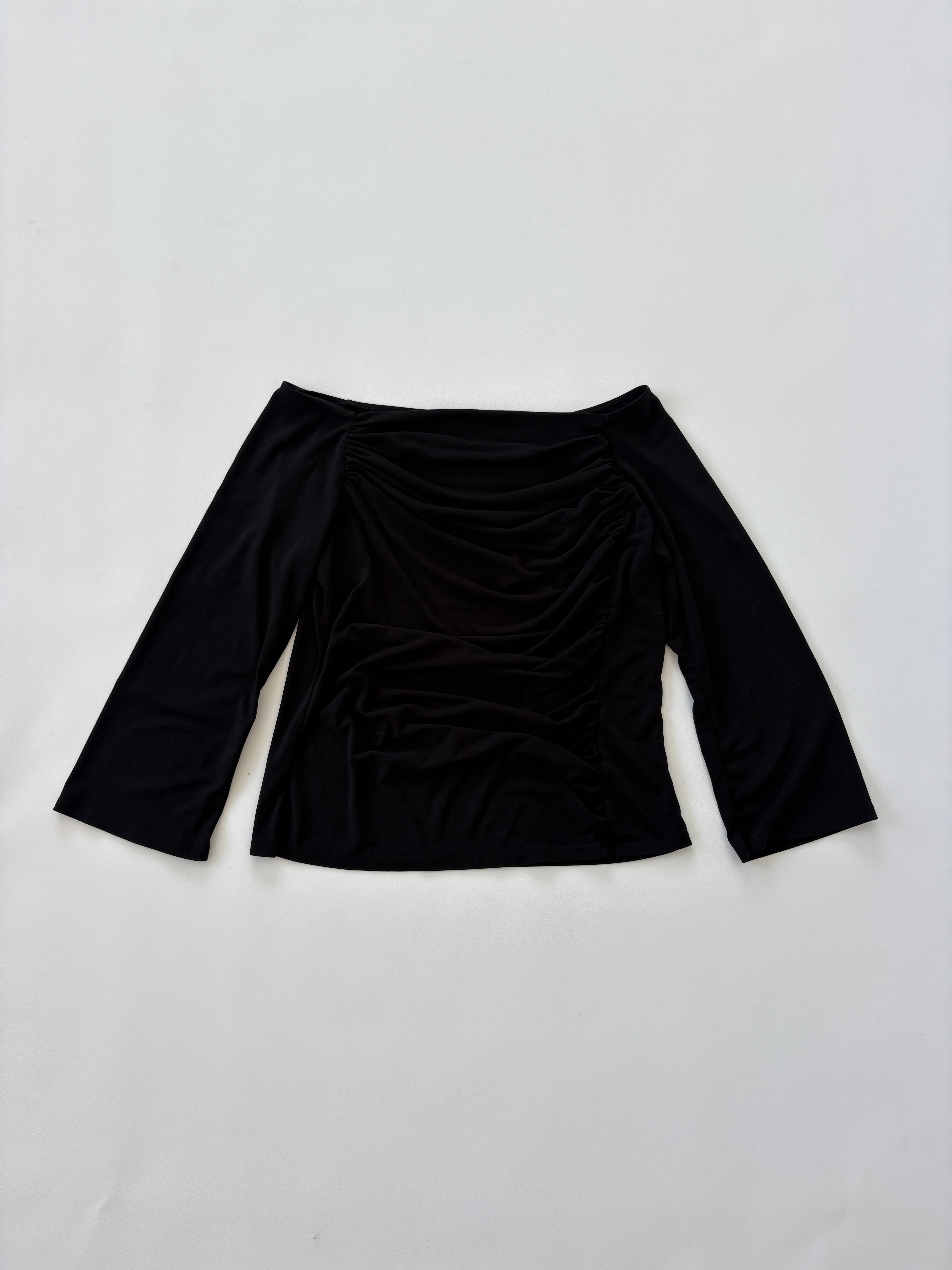 887 / Black Off Shoulder Top Quarter Sleeve