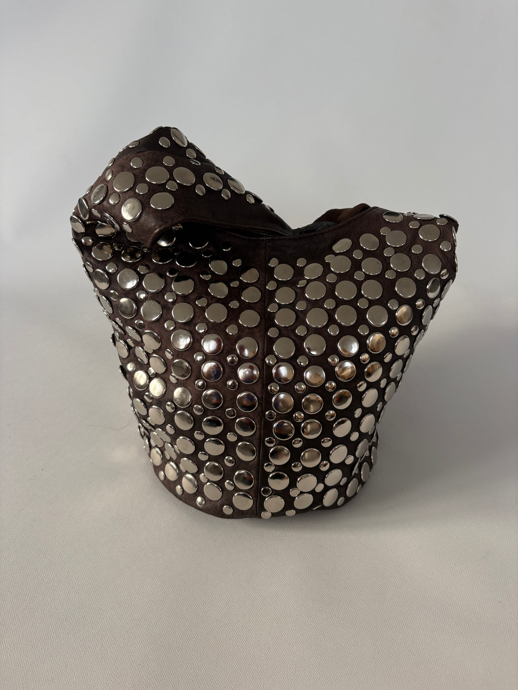 904 / Brown Studded Bucket Bag