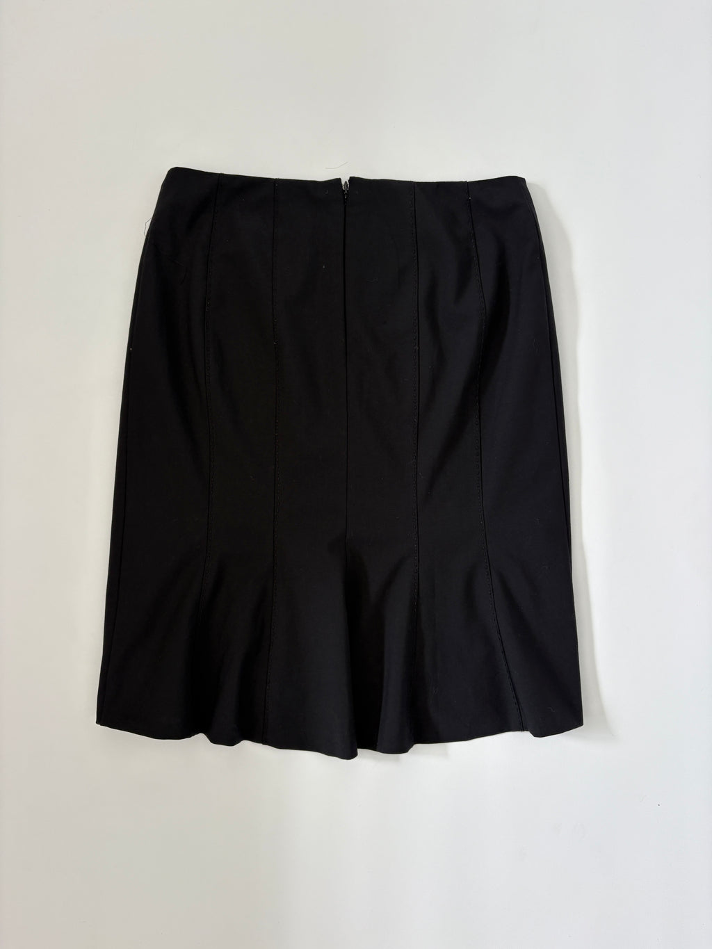 91 / Vintage Black Panel Midi Skirt w/ Stitching Detail