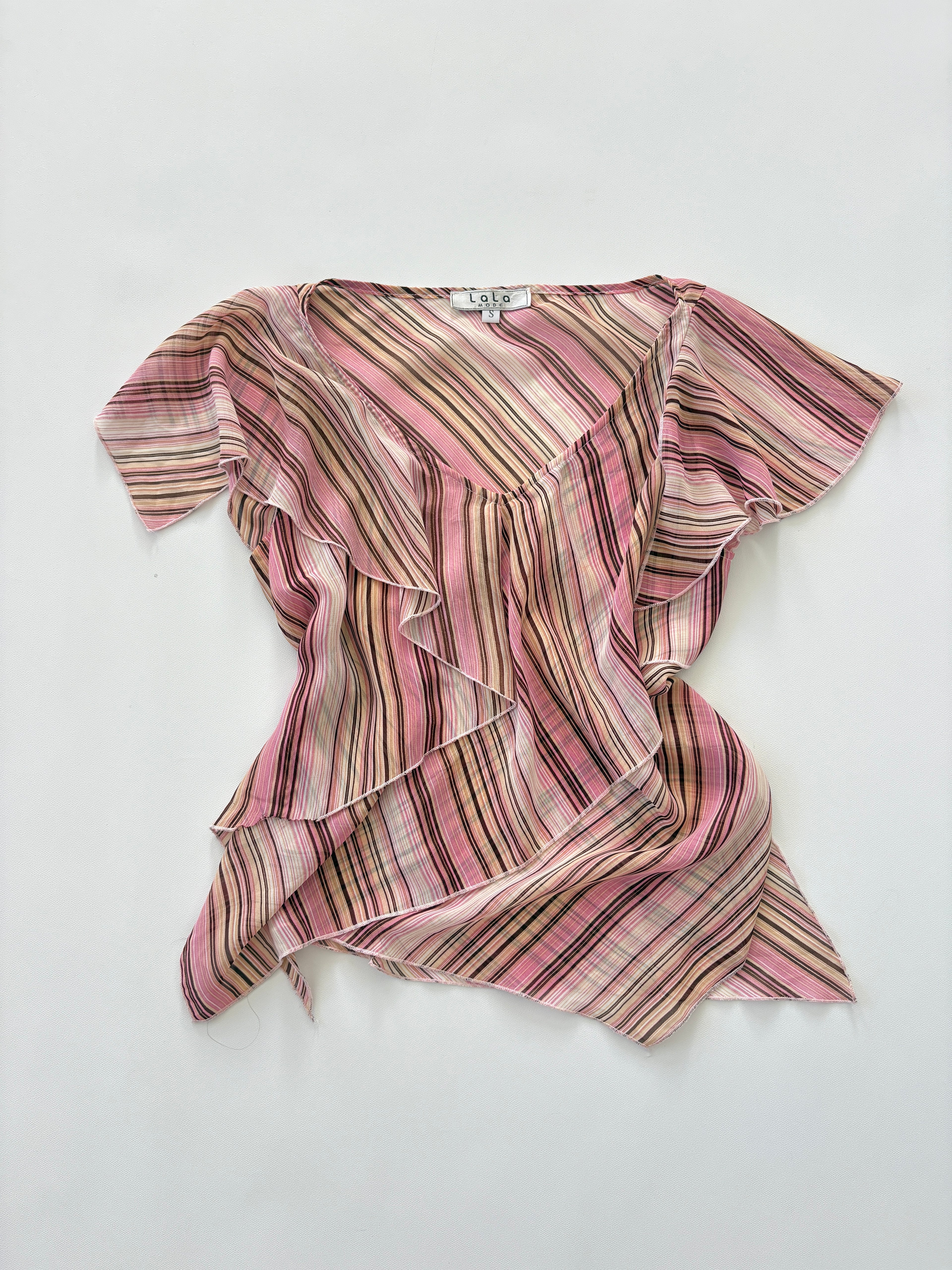 911 / Pink & Brown Striped Blouse