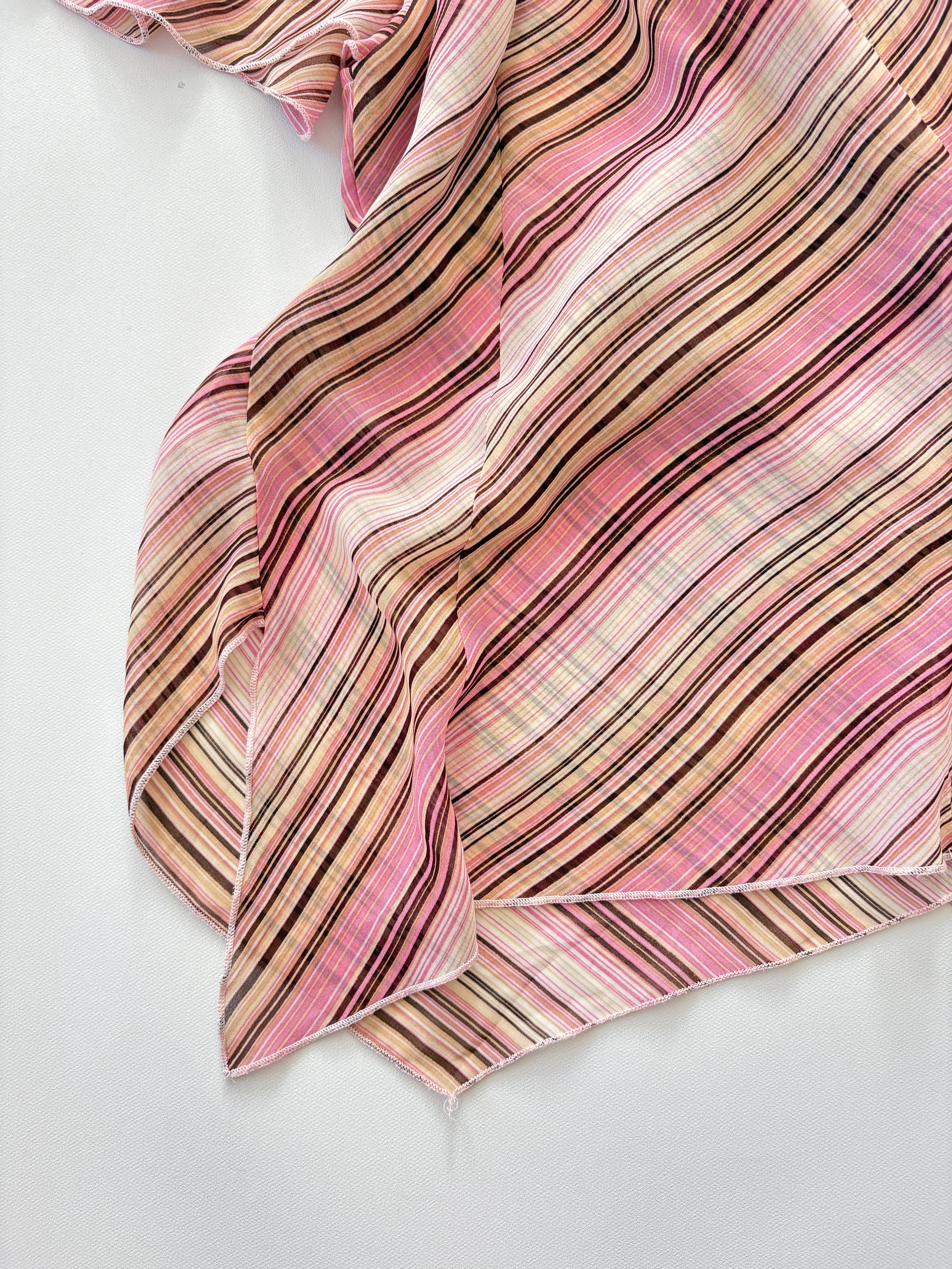 911 / Pink & Brown Striped Blouse