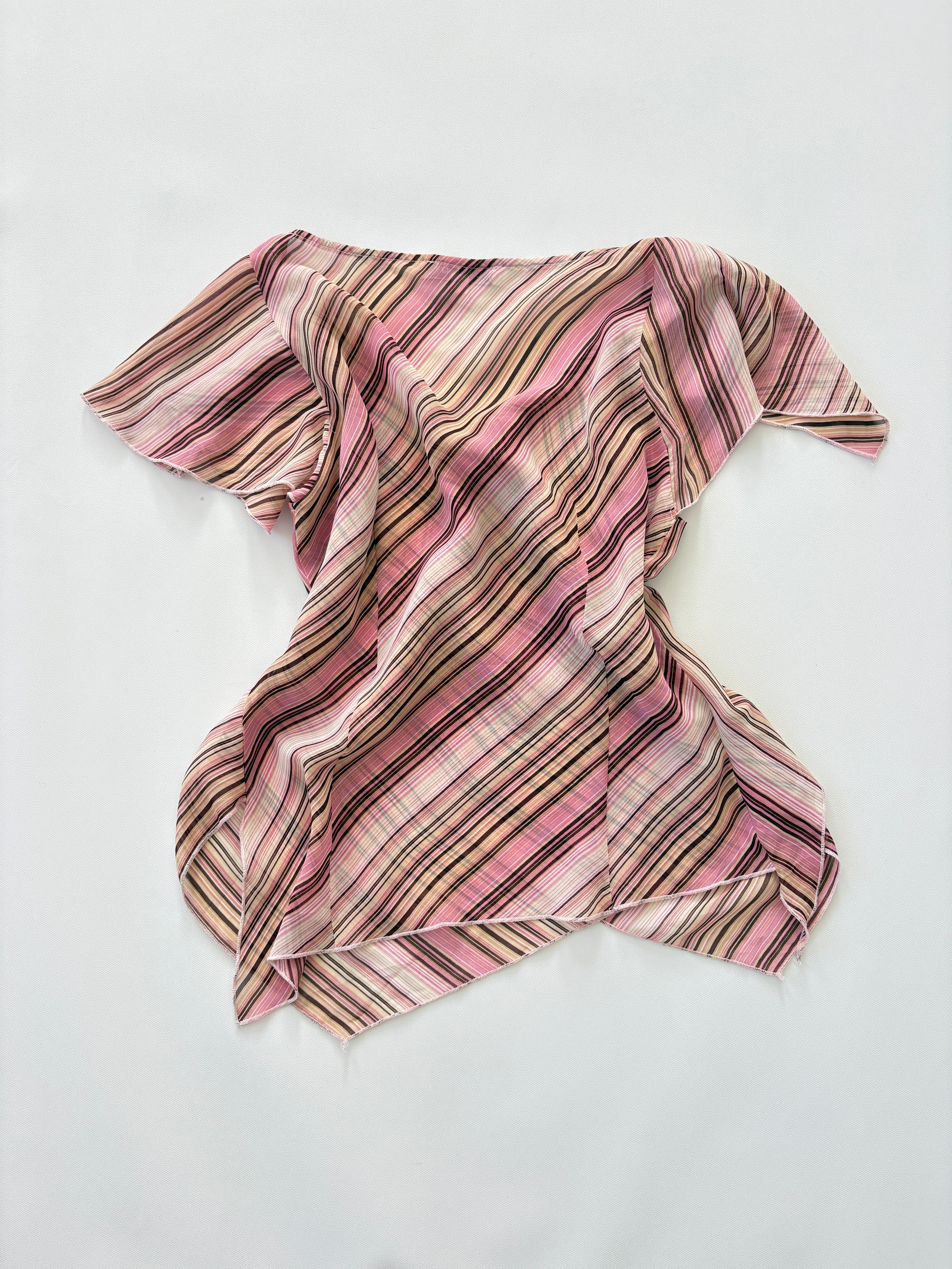 911 / Pink & Brown Striped Blouse