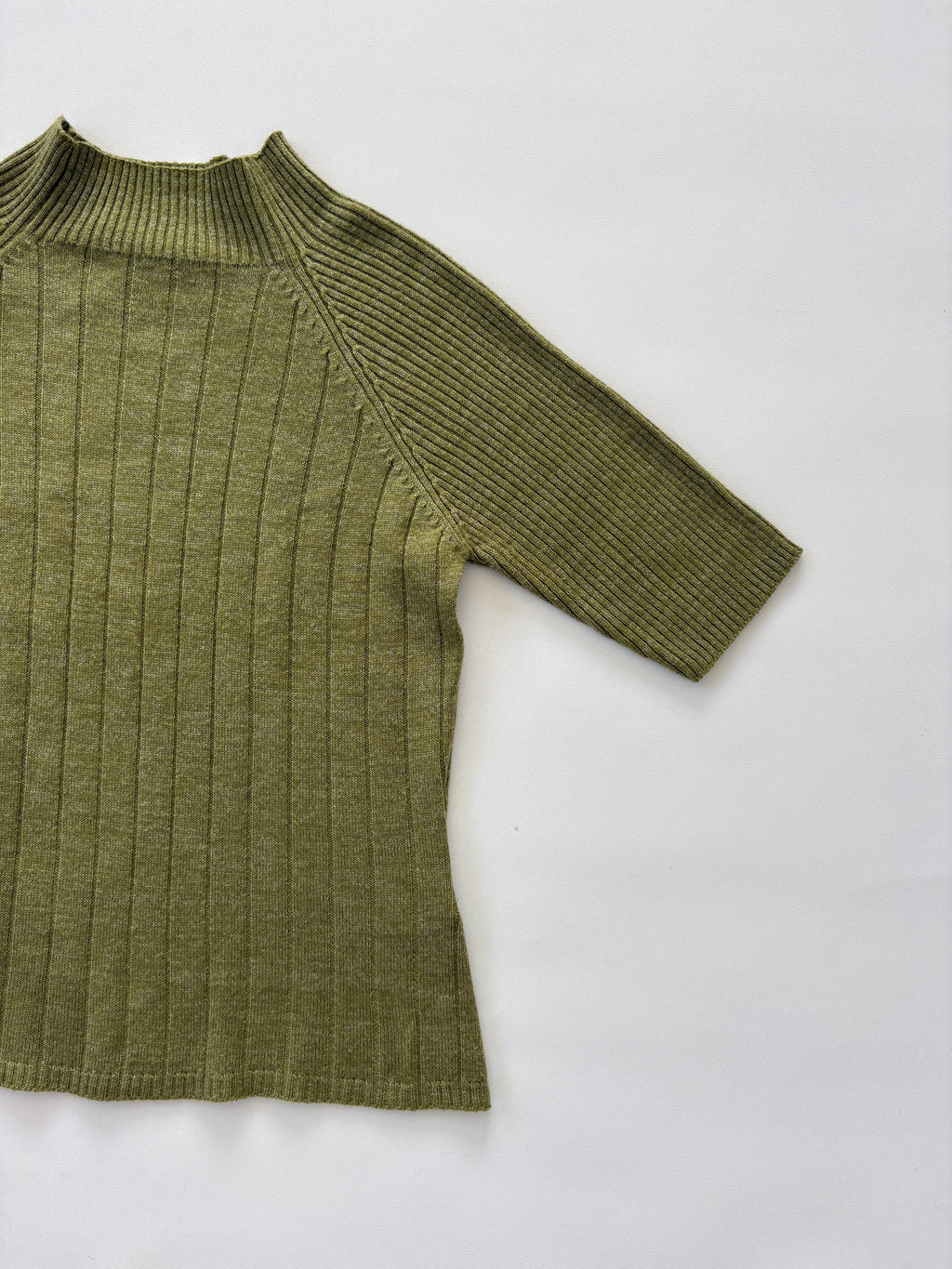 949 / Green Knit Quarter Sleeve Top