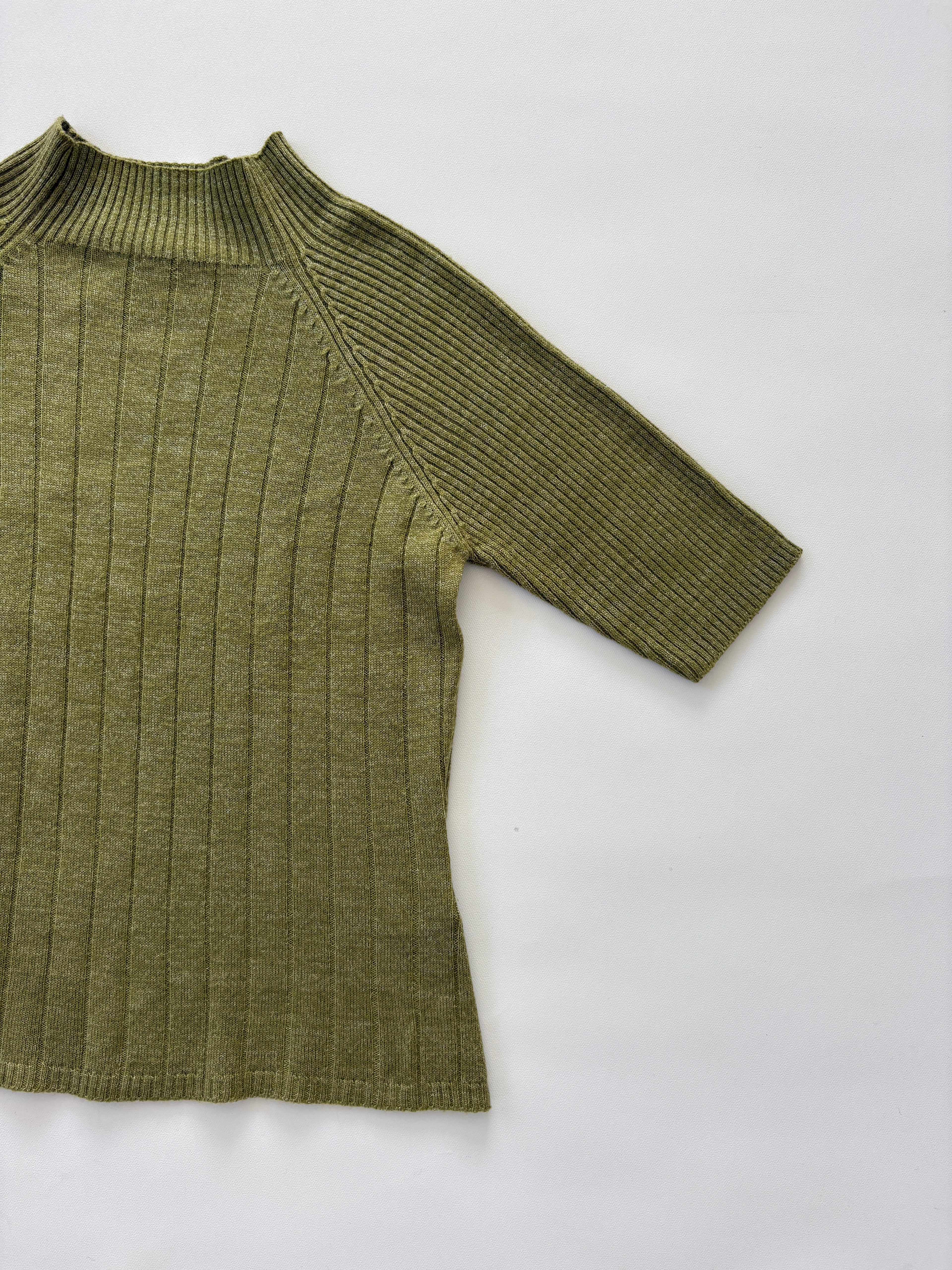 949 / Green Knit Quarter Sleeve Top