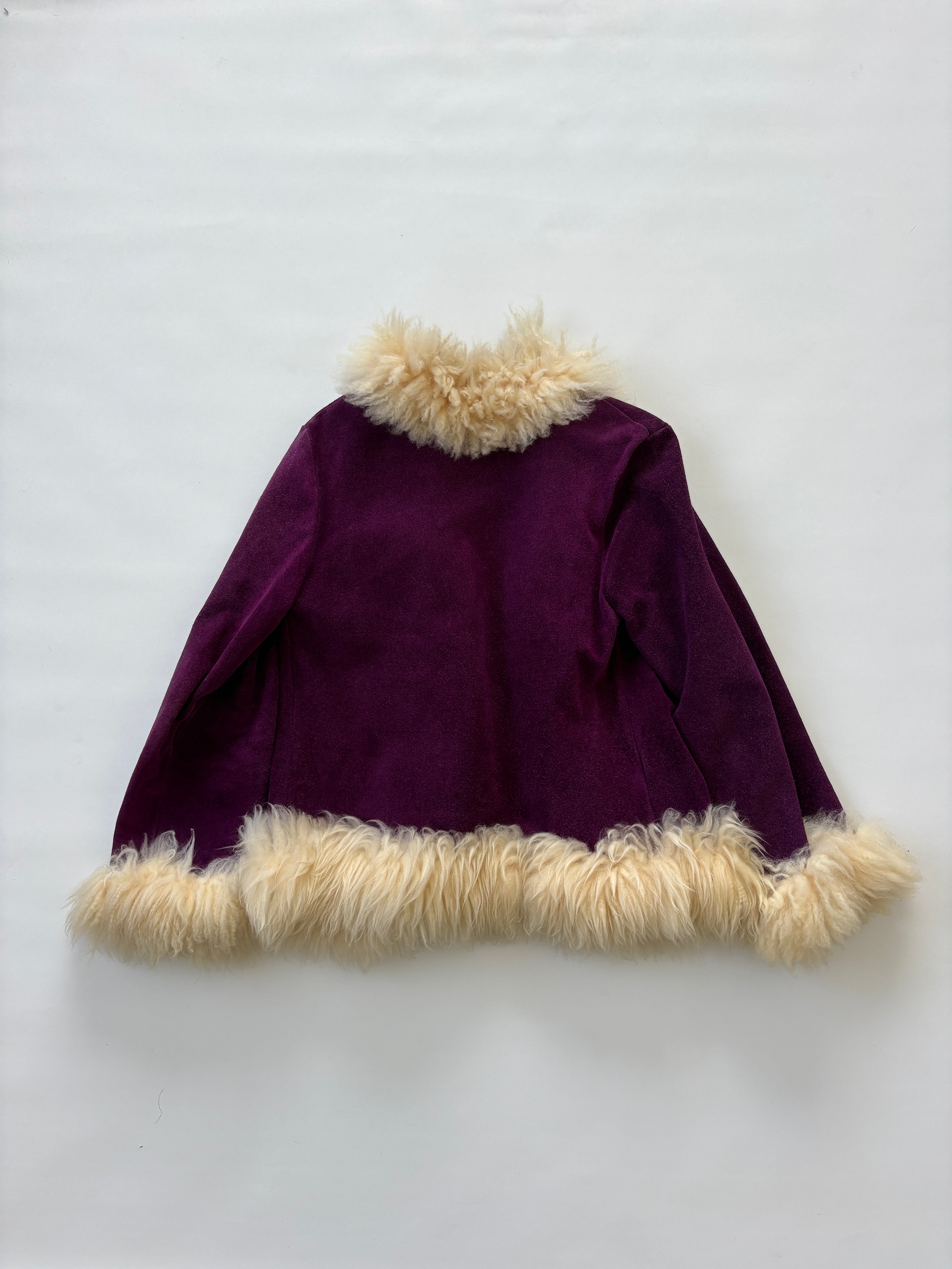 975 / Purple Suede Jacket with Fur Trim