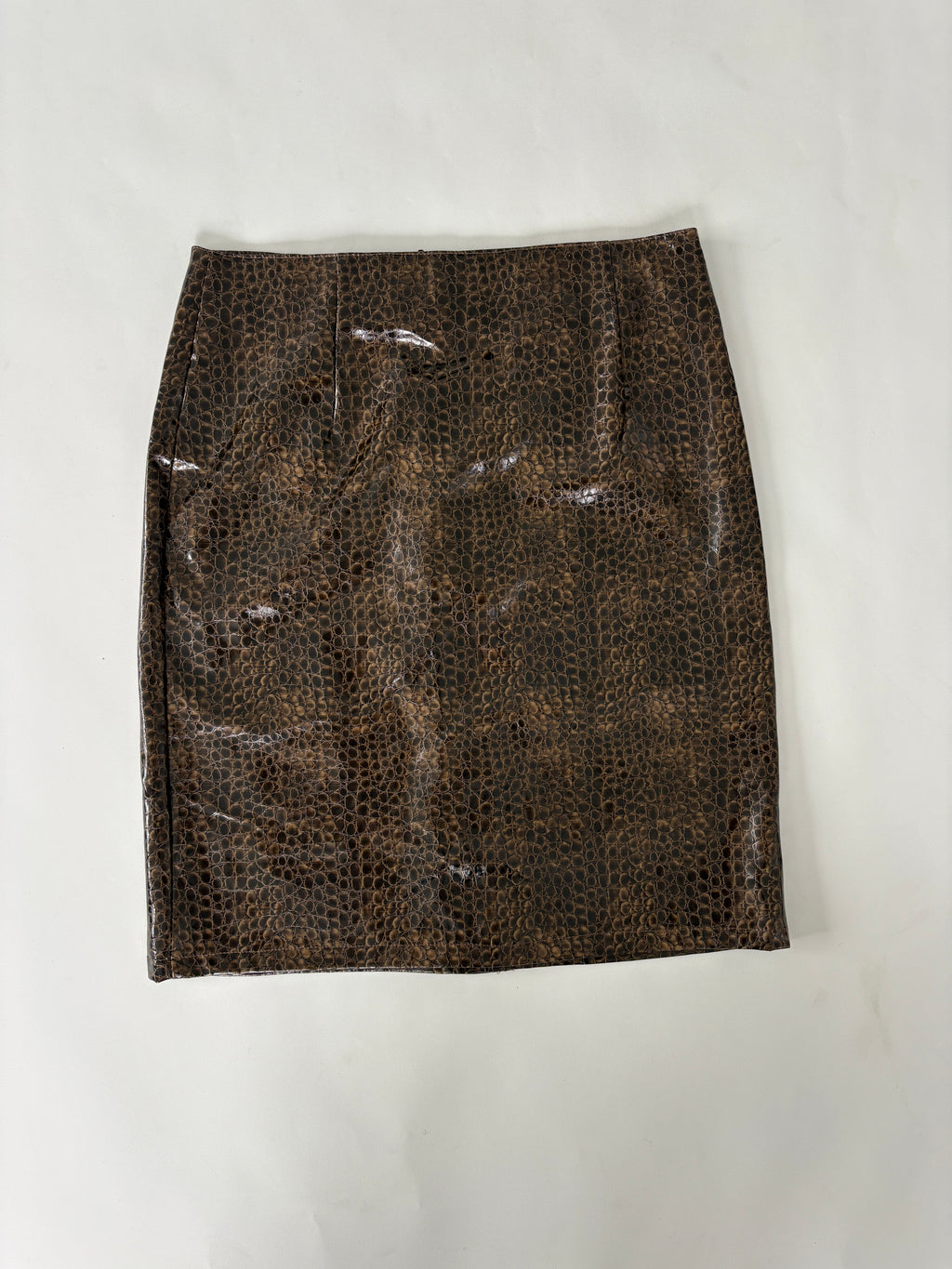 99 / Vintage Brown Crocodile Leather Pencil Skirt