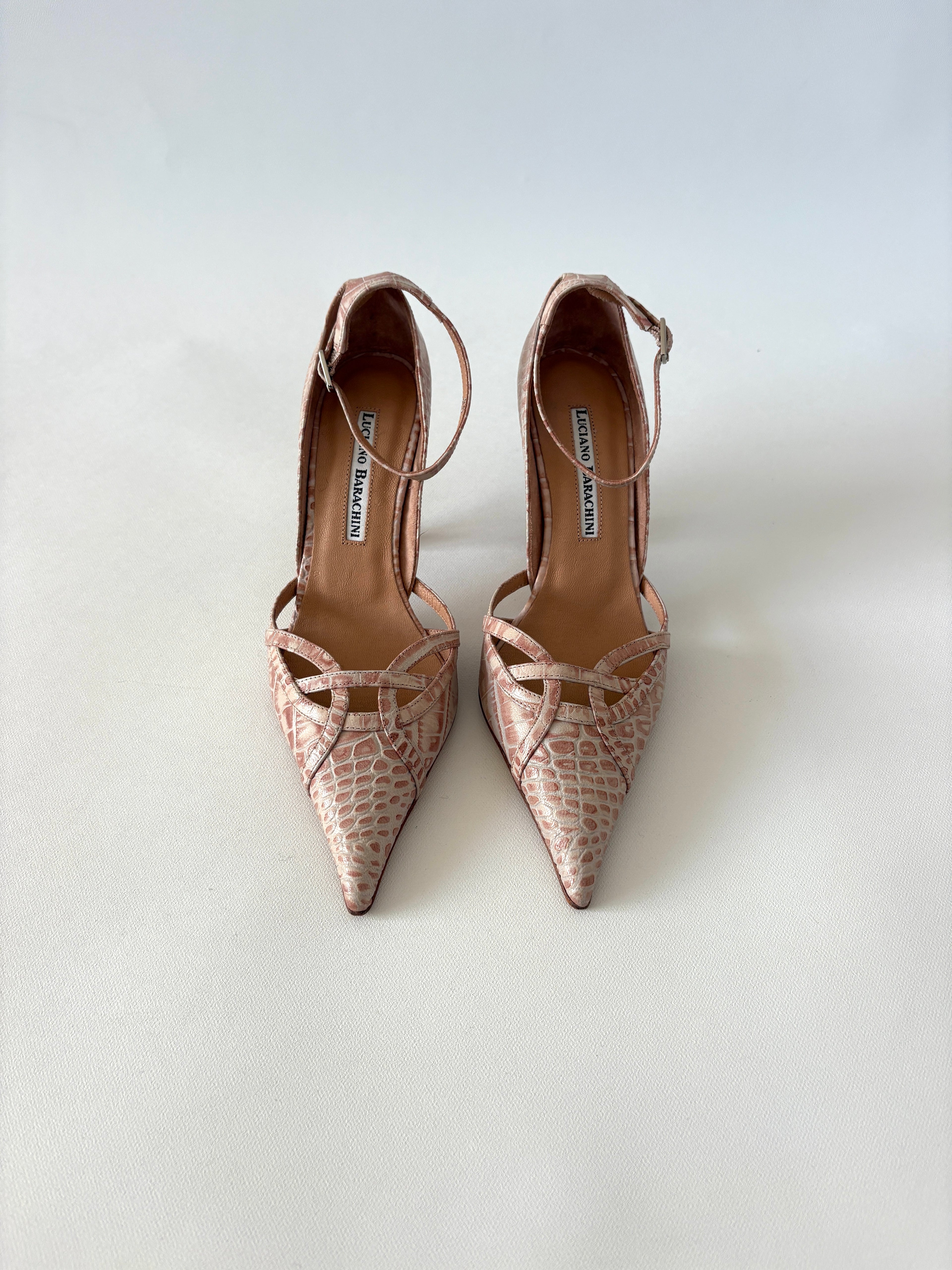 993 / Pink Animal Print Pointed Toe Heels