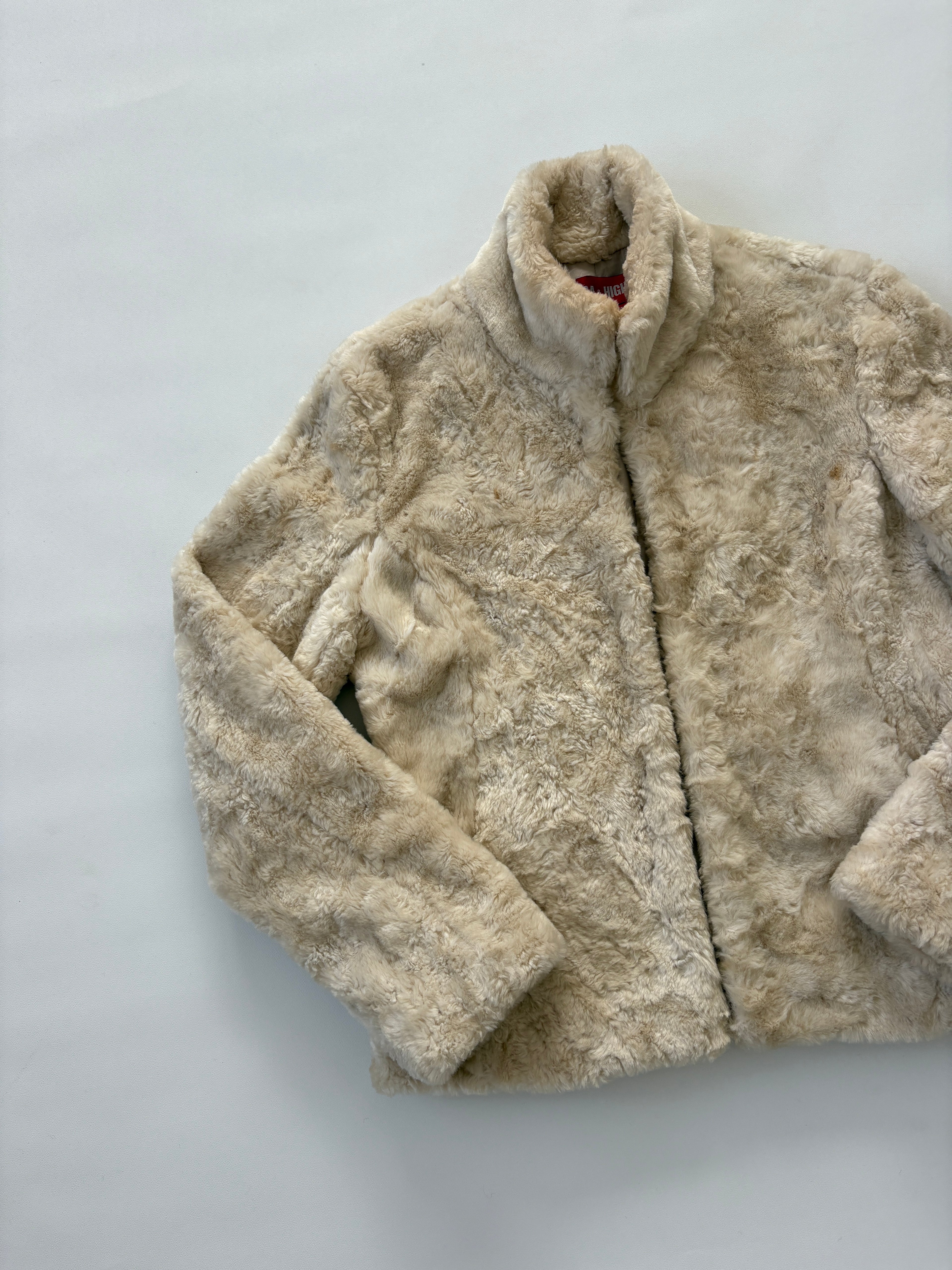 946 / Cream Fur Jacket with Clip Clasps