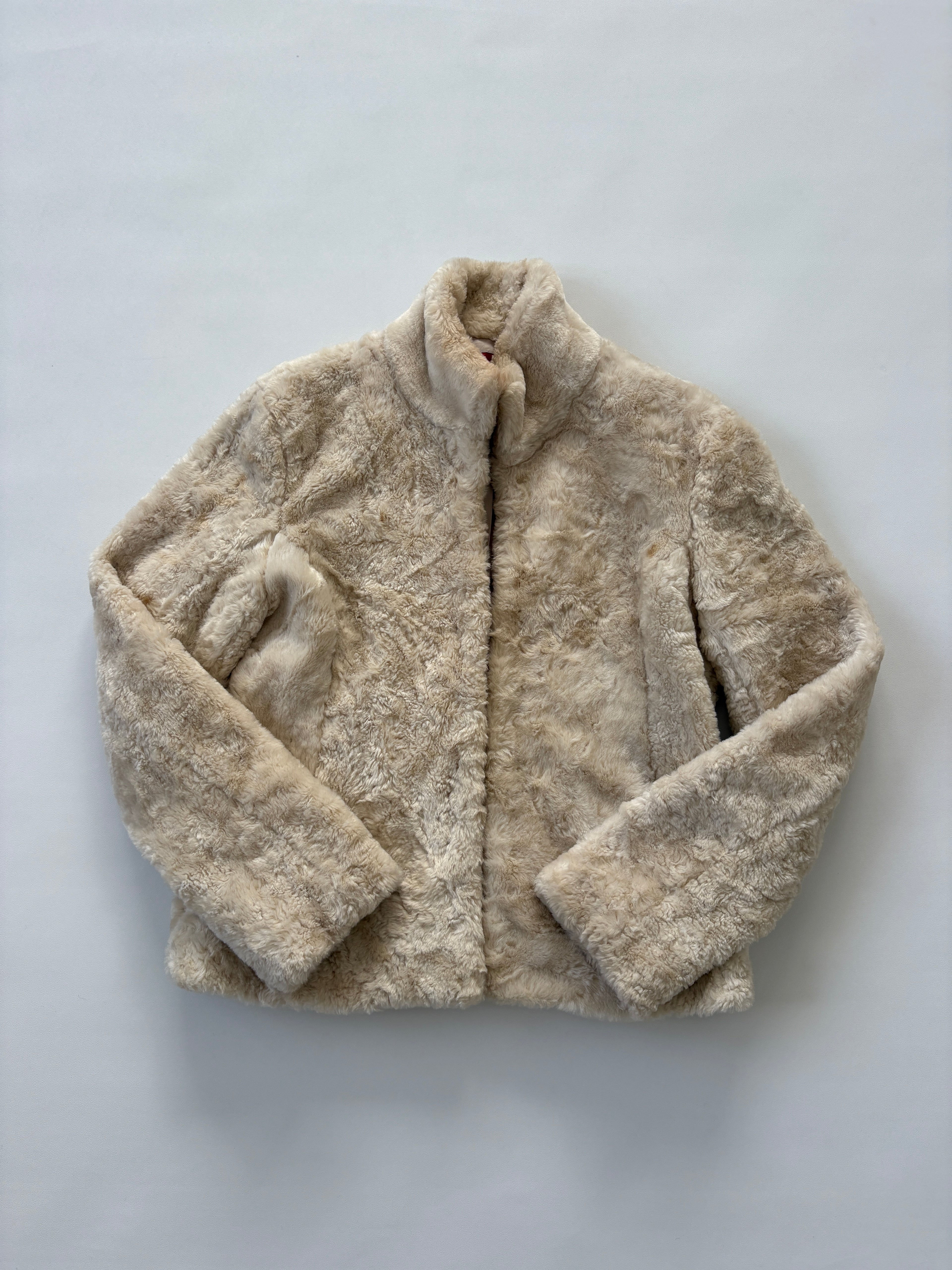 946 / Cream Fur Jacket with Clip Clasps