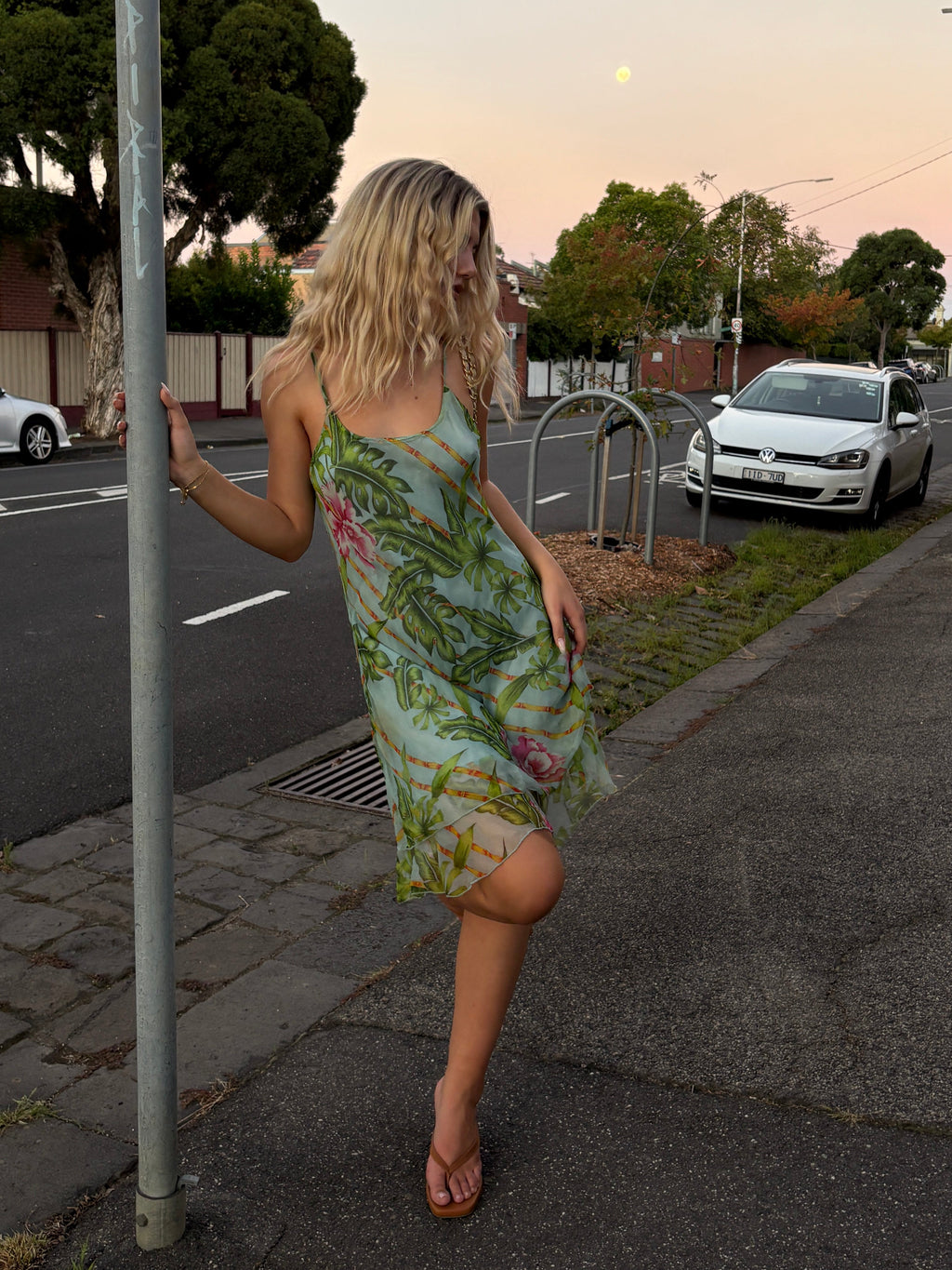 544 / Vintage Floral Mini Slip Dress