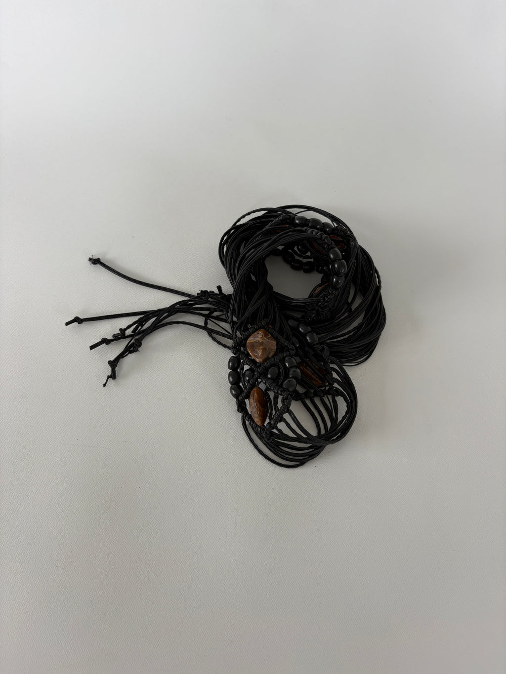 1383 / Black Beaded Fringe Belt