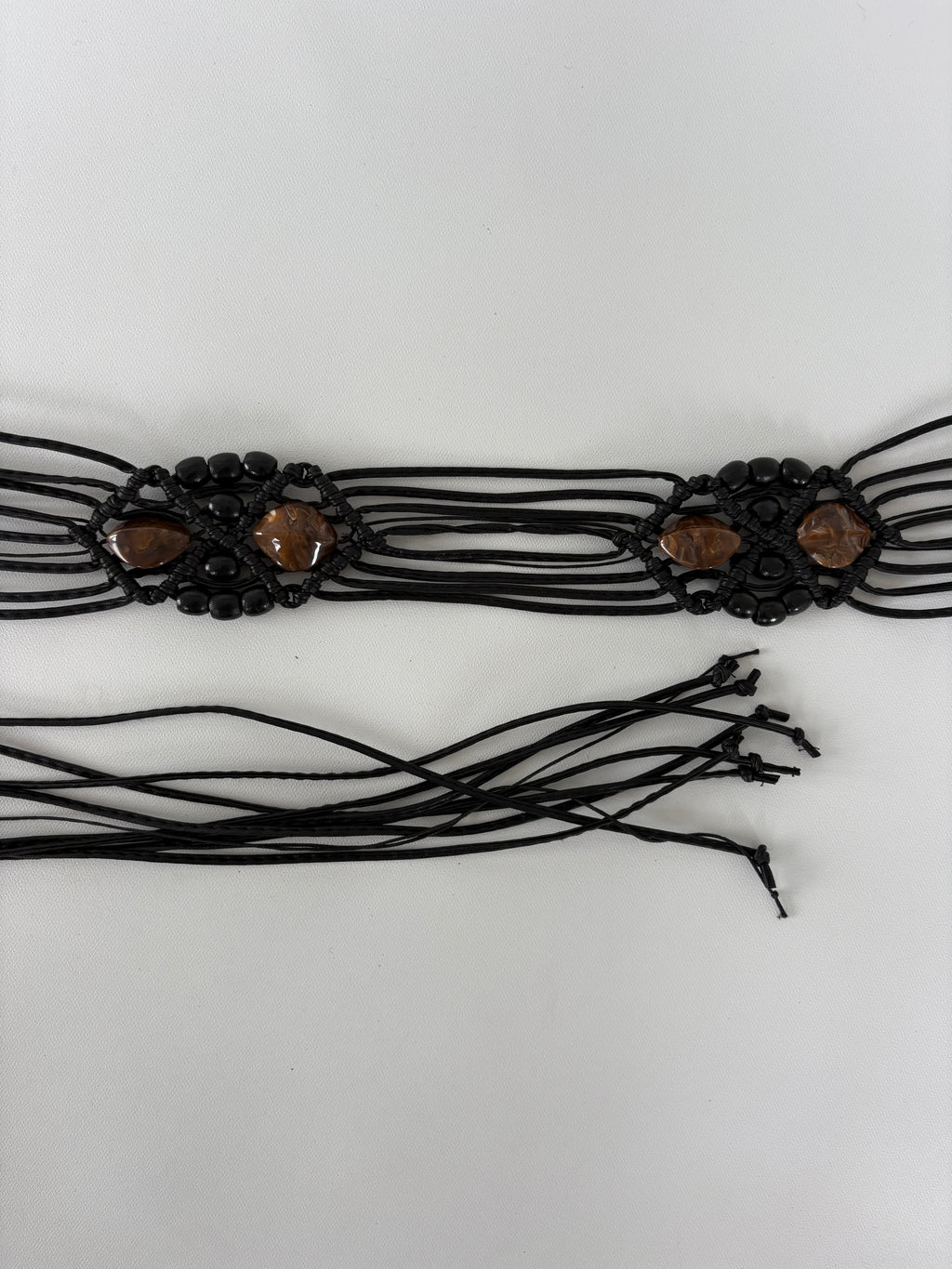 1383 / Black Beaded Fringe Belt