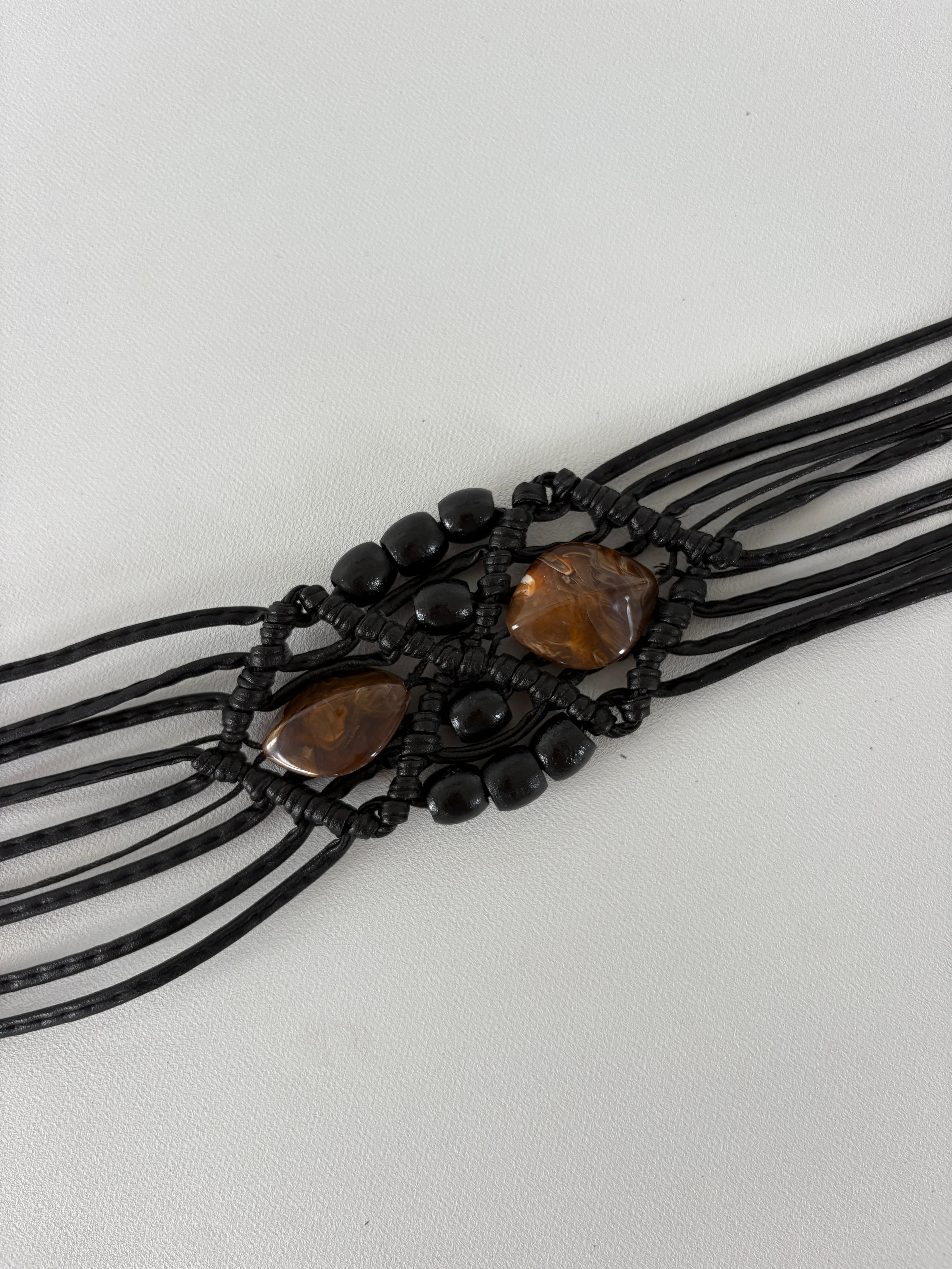 1383 / Black Beaded Fringe Belt