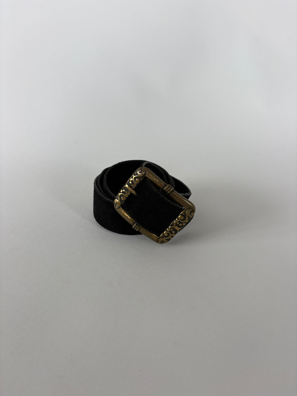1380 / Black Suede Belt w/ Silver Hardware