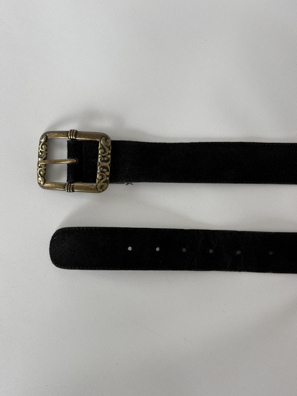 1380 / Black Suede Belt w/ Silver Hardware