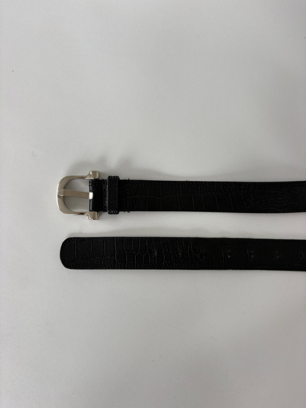 1377 / Black Snake Print Belt w/ Silver Hardware