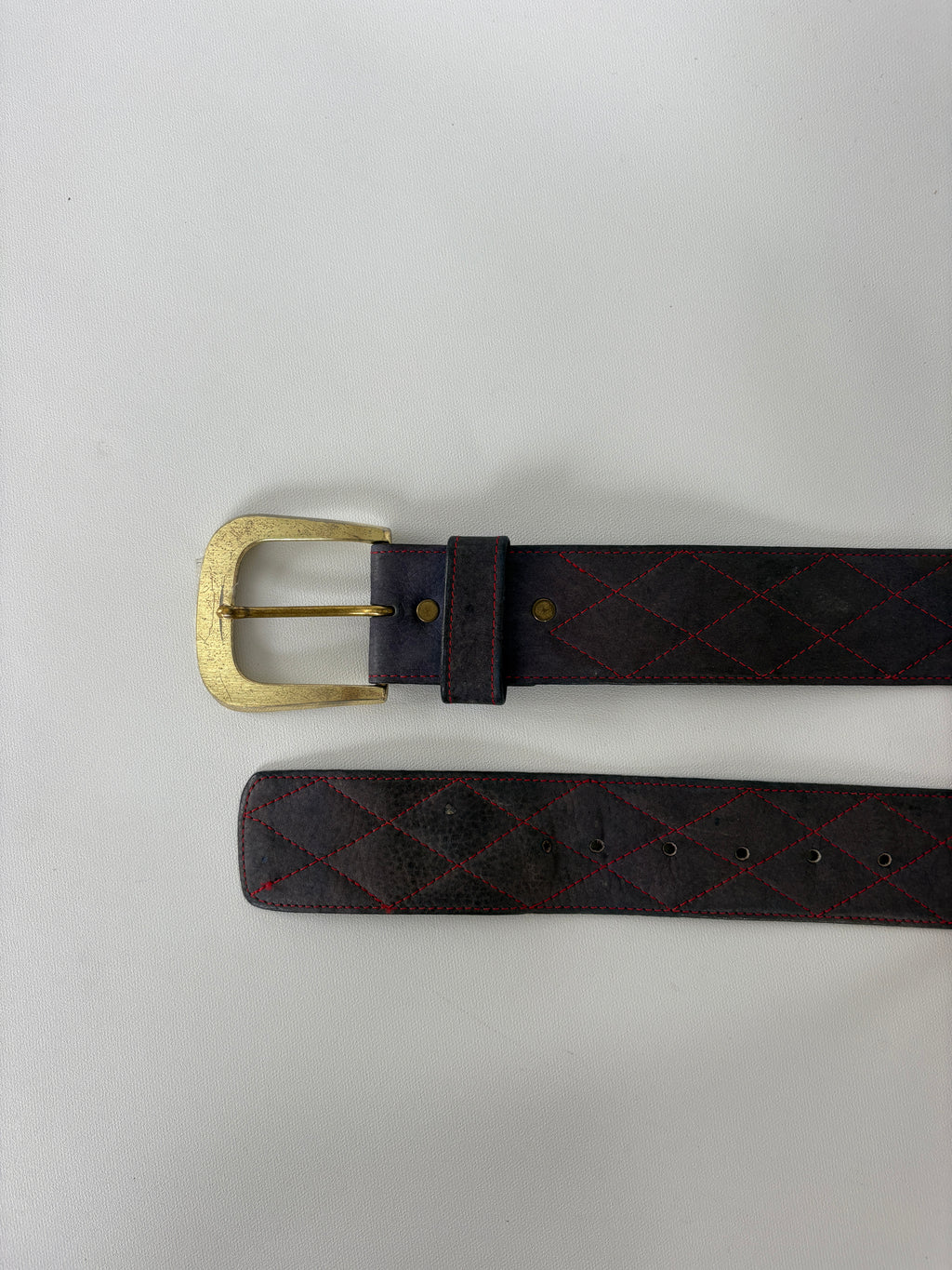 1006 / Navy & Red Quilted Belt