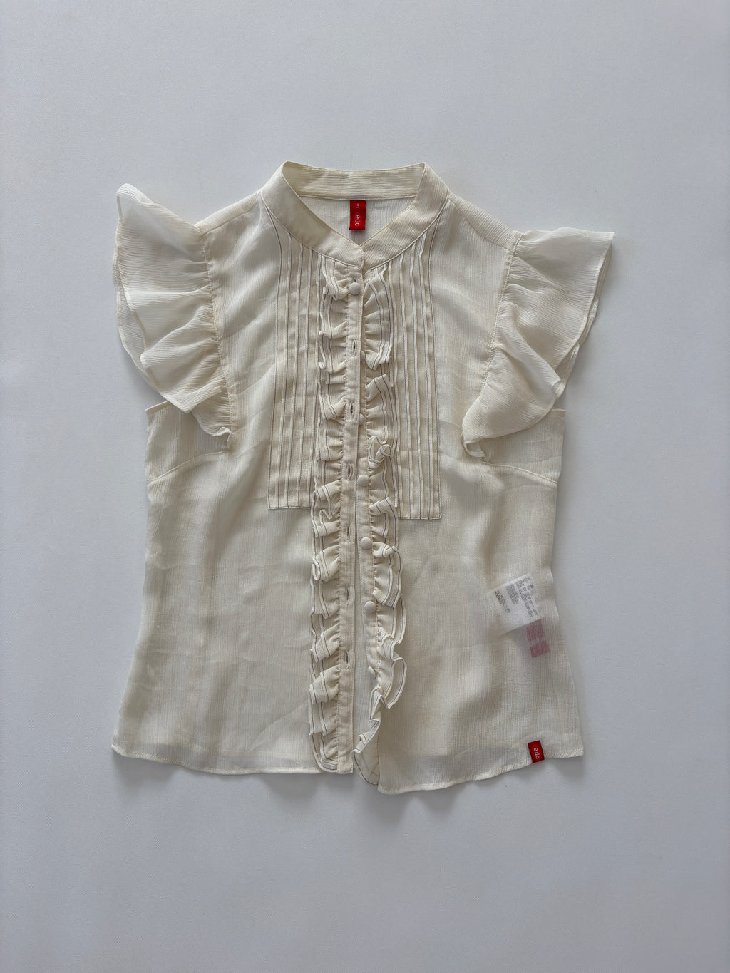 🔒 877 / Sheer Cream Ruffle Blouse