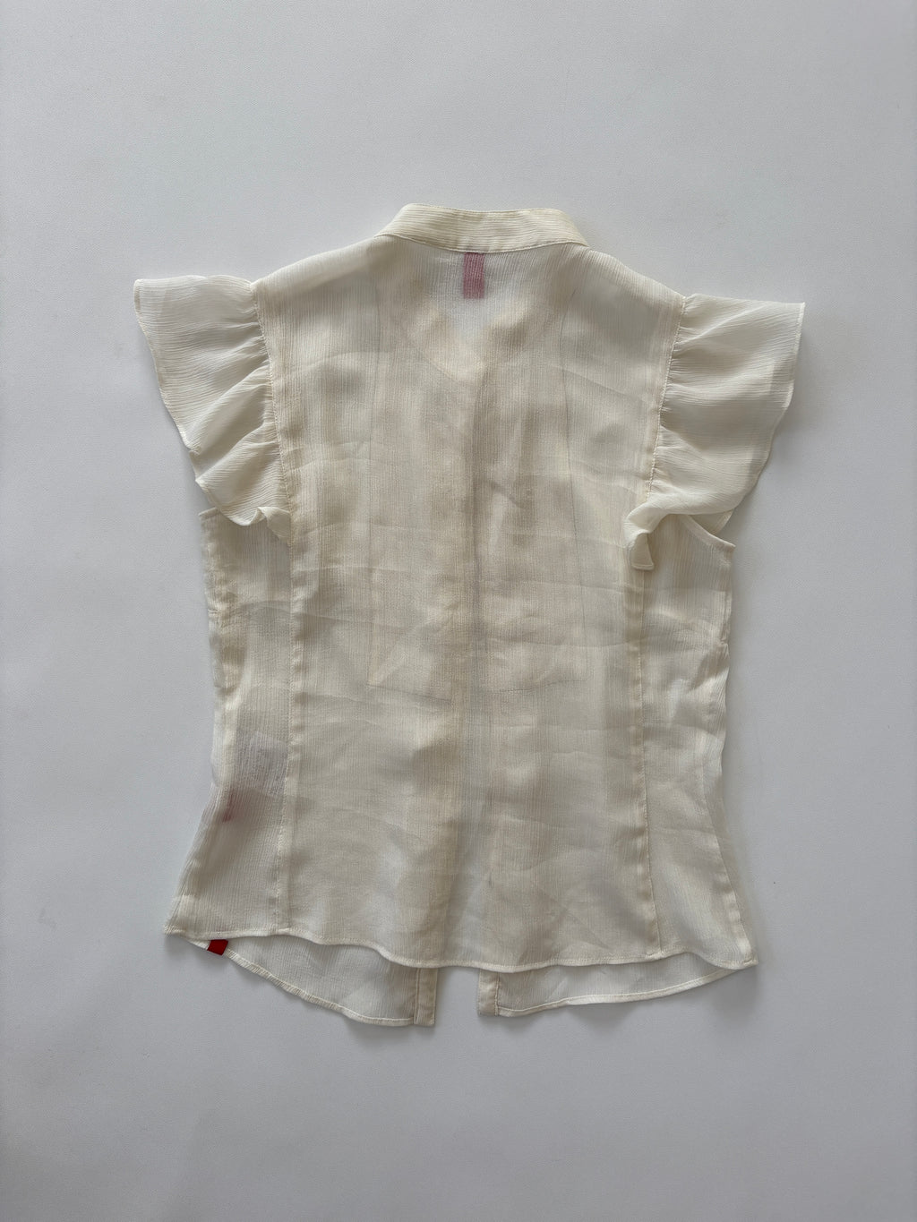 🔒 877 / Sheer Cream Ruffle Blouse